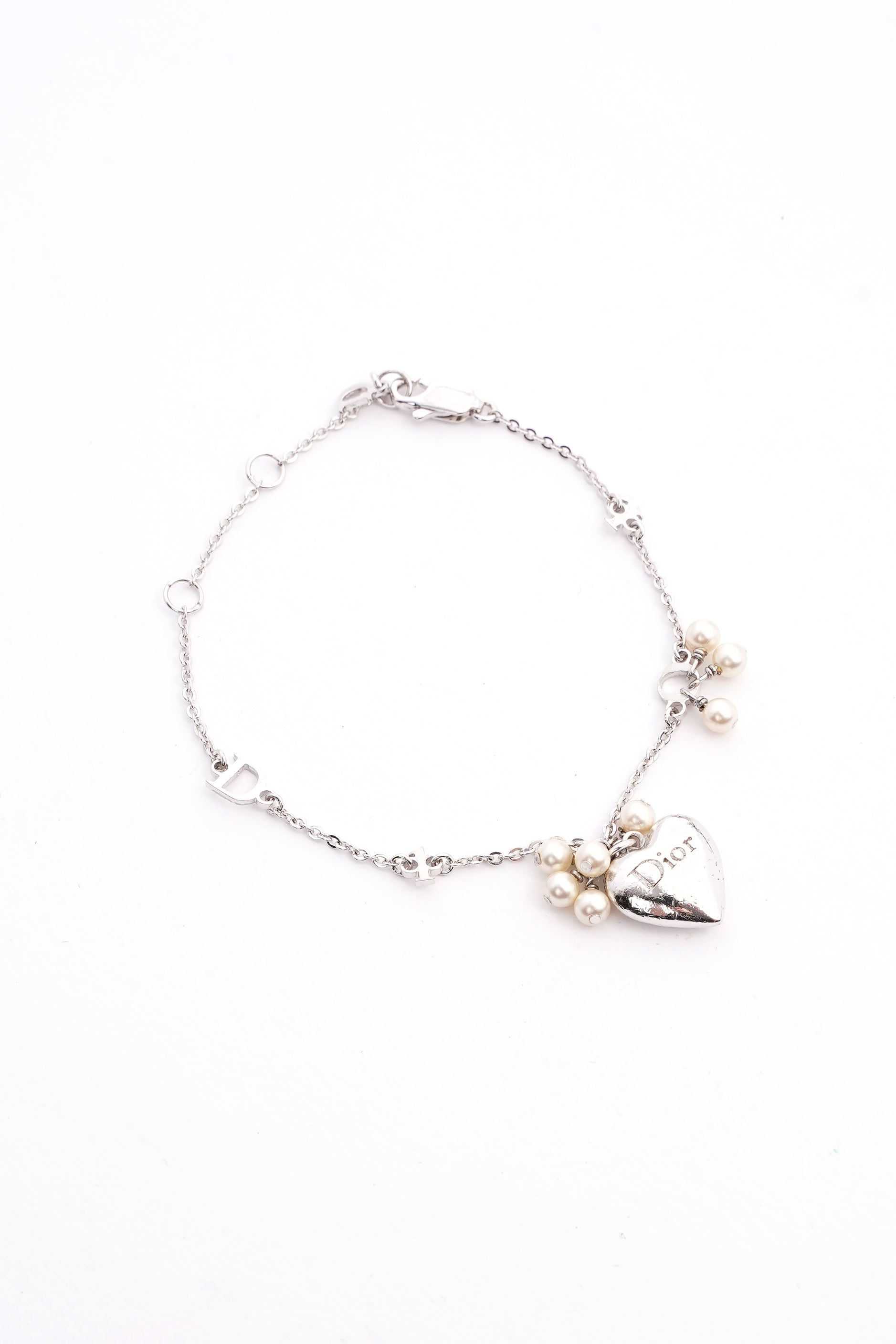 Christian Dior Heart Bracelet Silver Base Metal