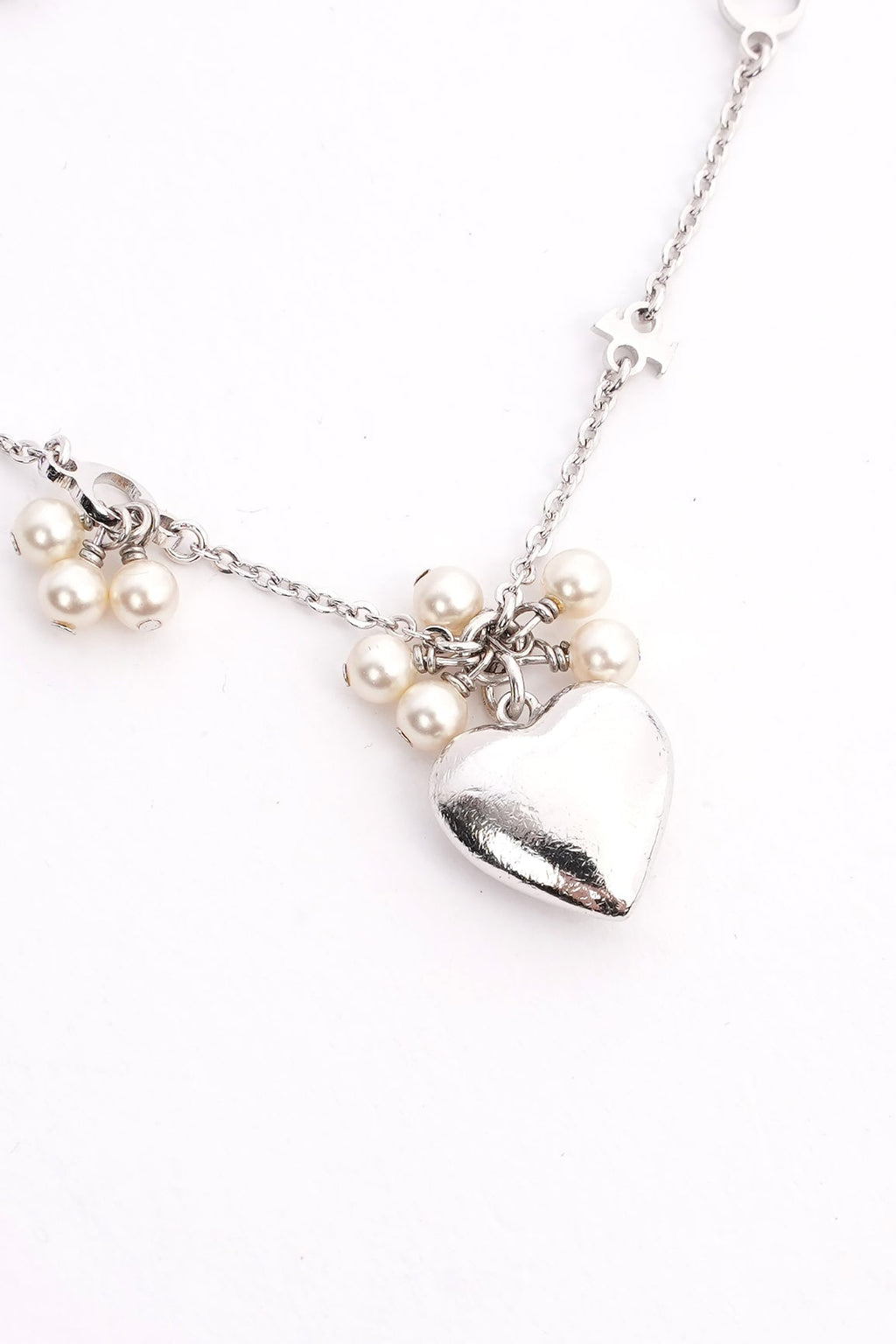 Christian Dior Heart Bracelet Silver Base Metal