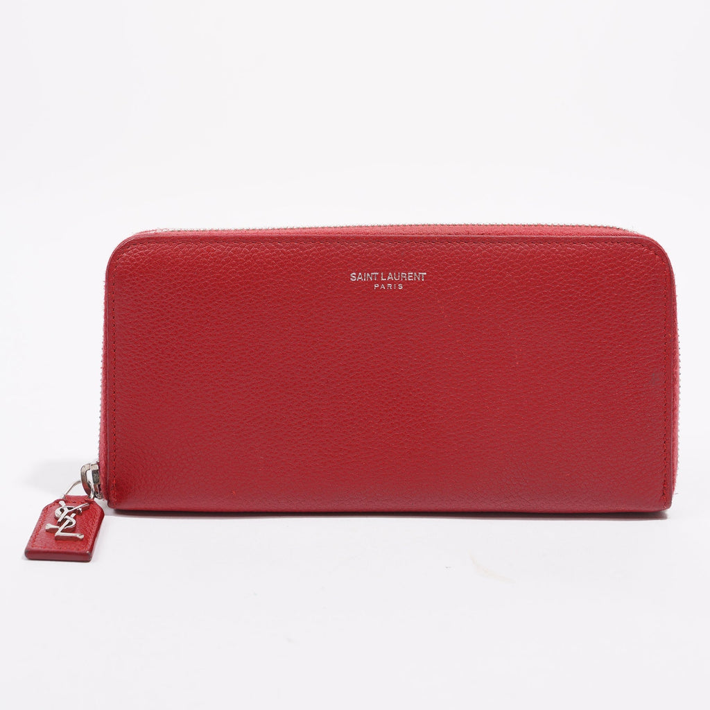 Saint Laurent Long Wallet Red Leather