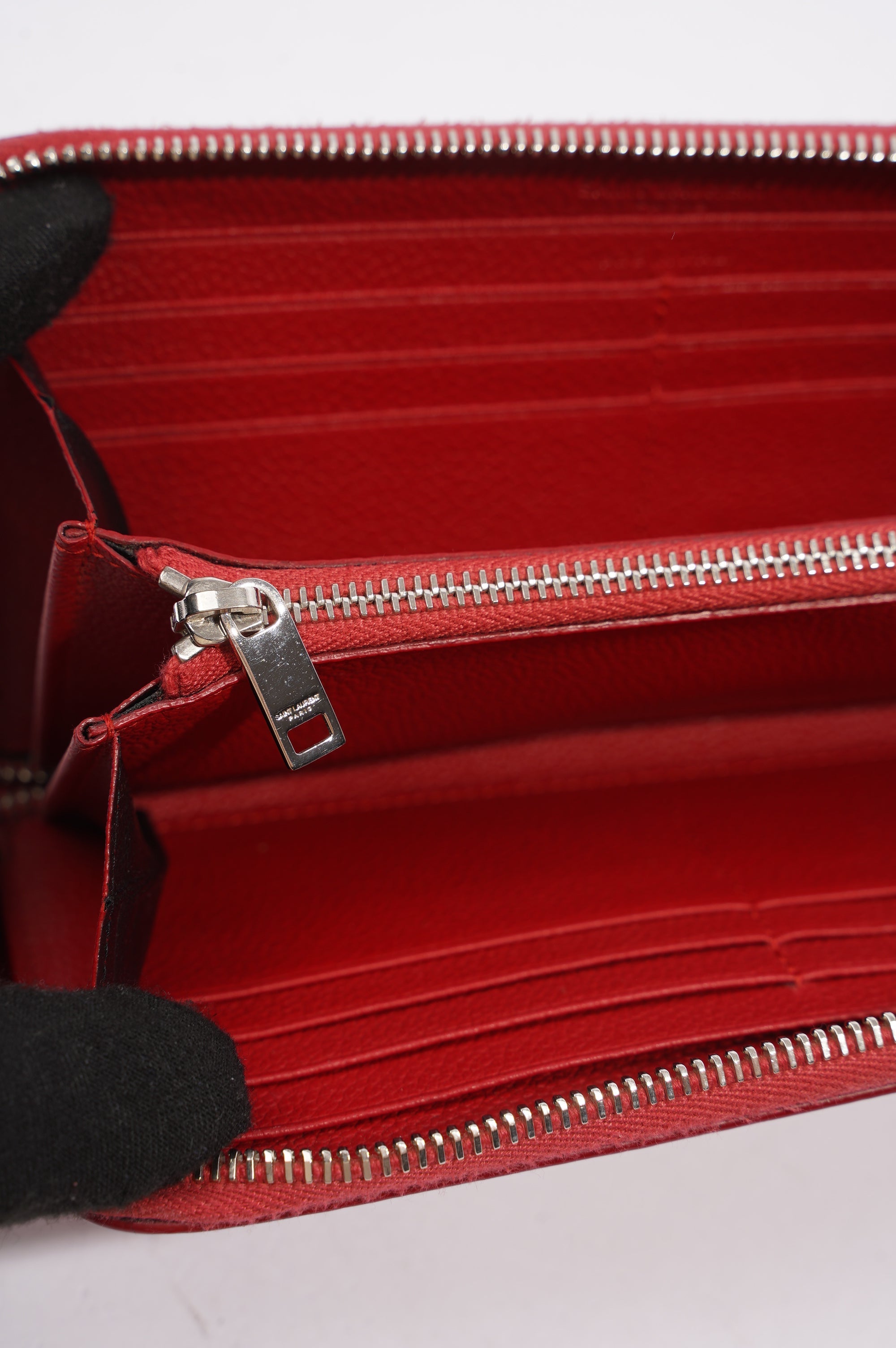 Saint Laurent Long Wallet Red Leather