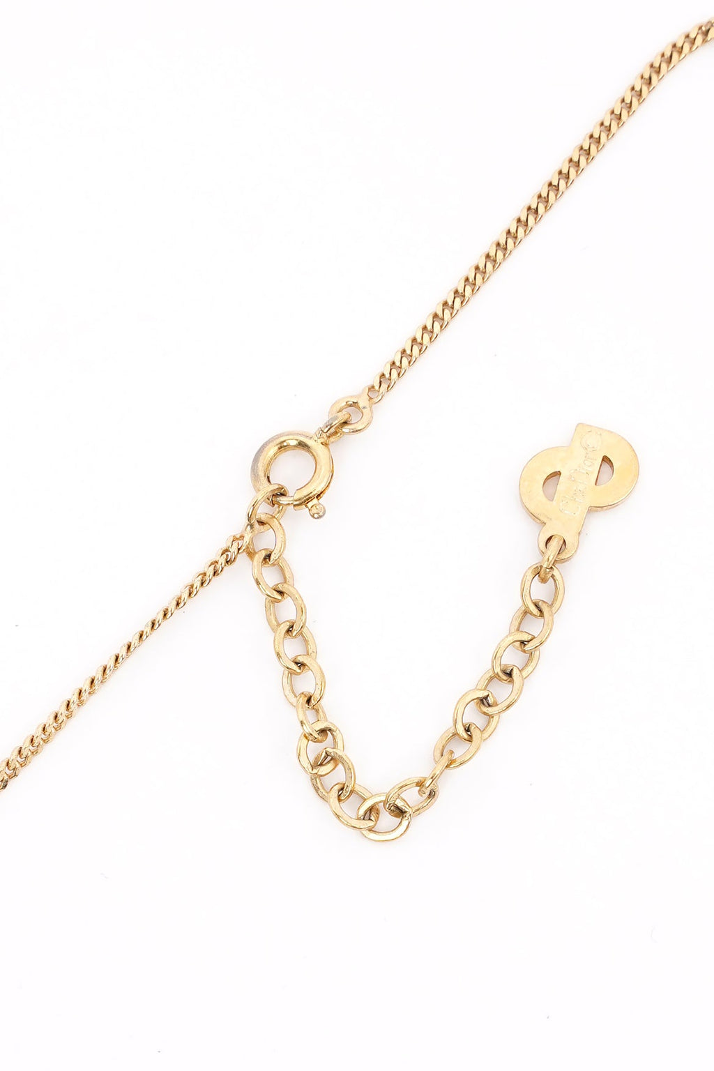 Christian Dior CD Motif Necklace Gold Rhinestone