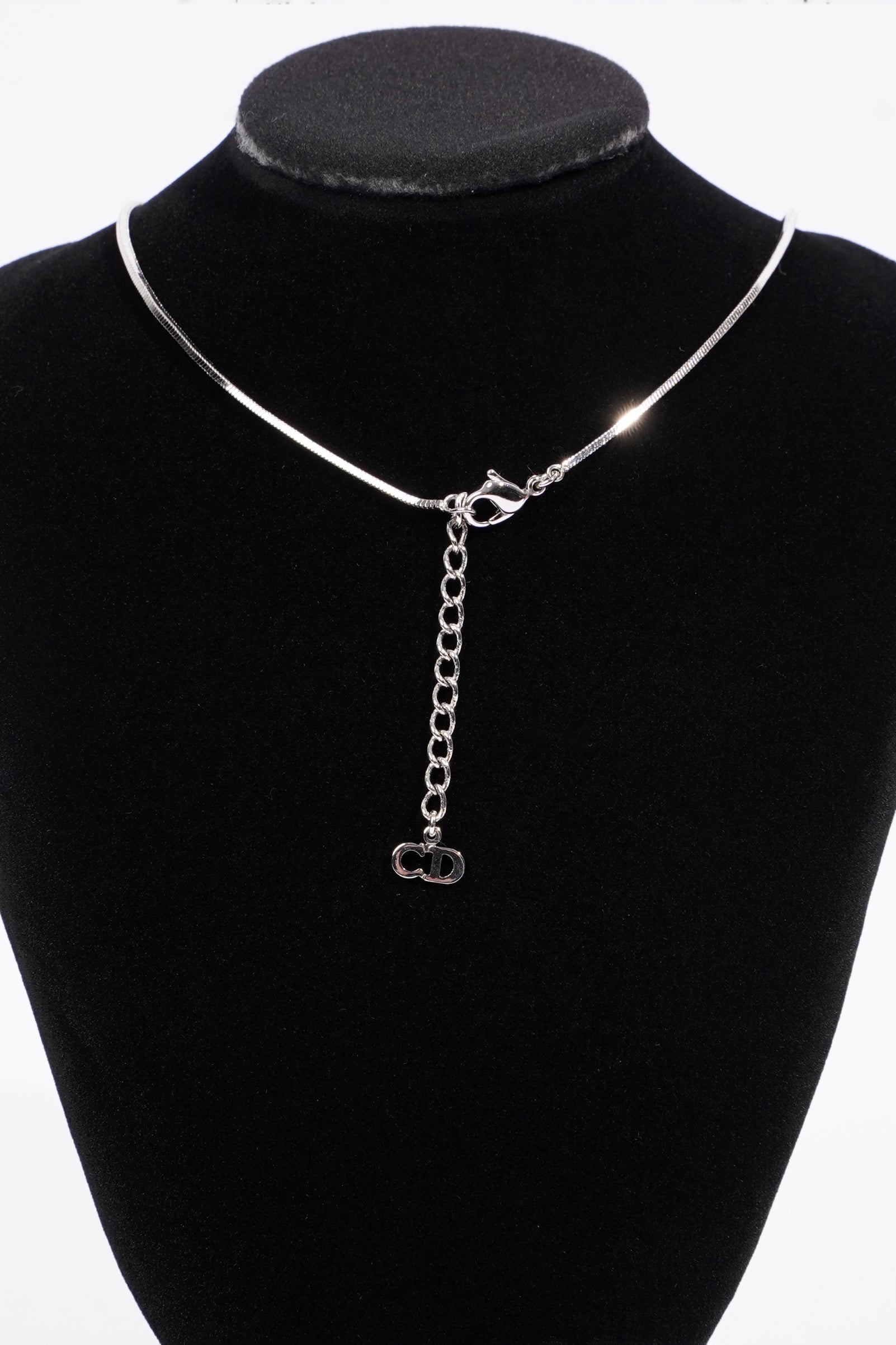 Christian Dior No.2 Trotter Pendant Necklace Pink White Silver Plated