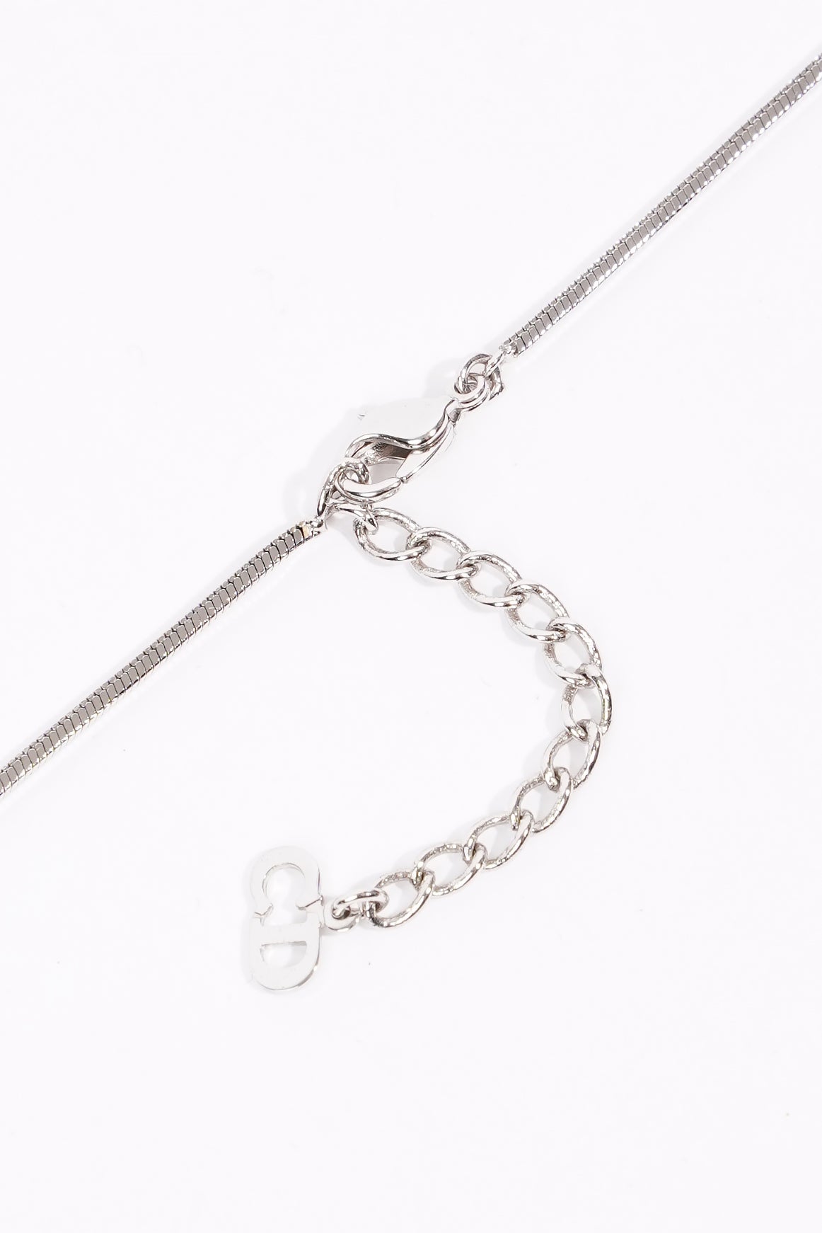 Christian Dior No.2 Trotter Pendant Necklace Pink White Silver Plated