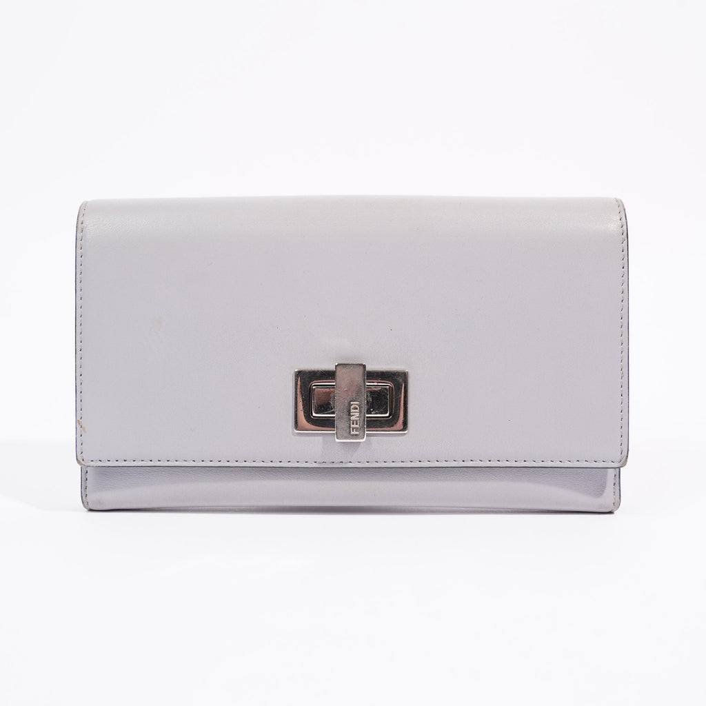 Fendi Peekaboo Long Wallet Grey Leather
