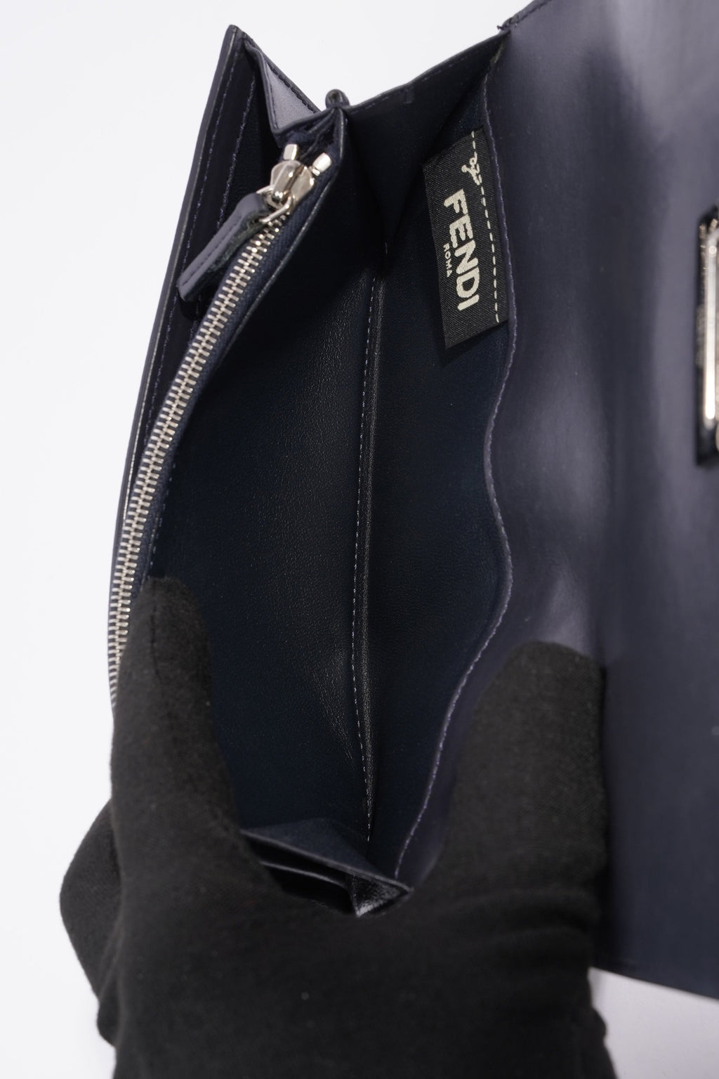 Fendi Peekaboo Long Wallet Grey Leather