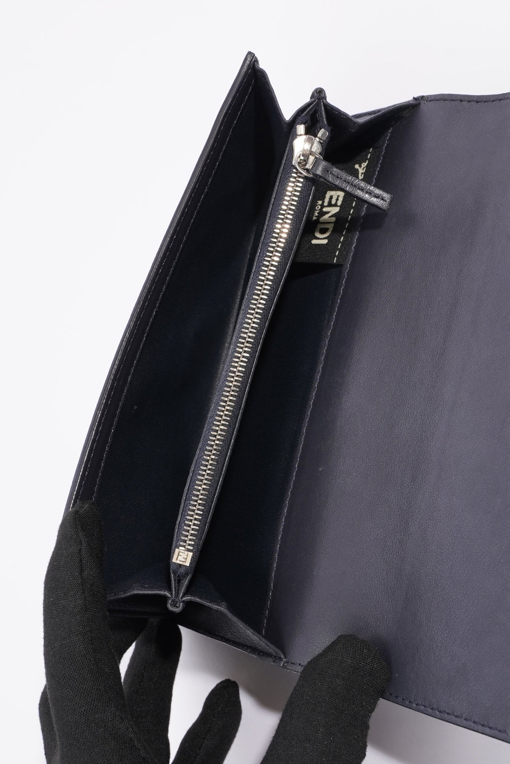 Fendi Peekaboo Long Wallet Grey Leather