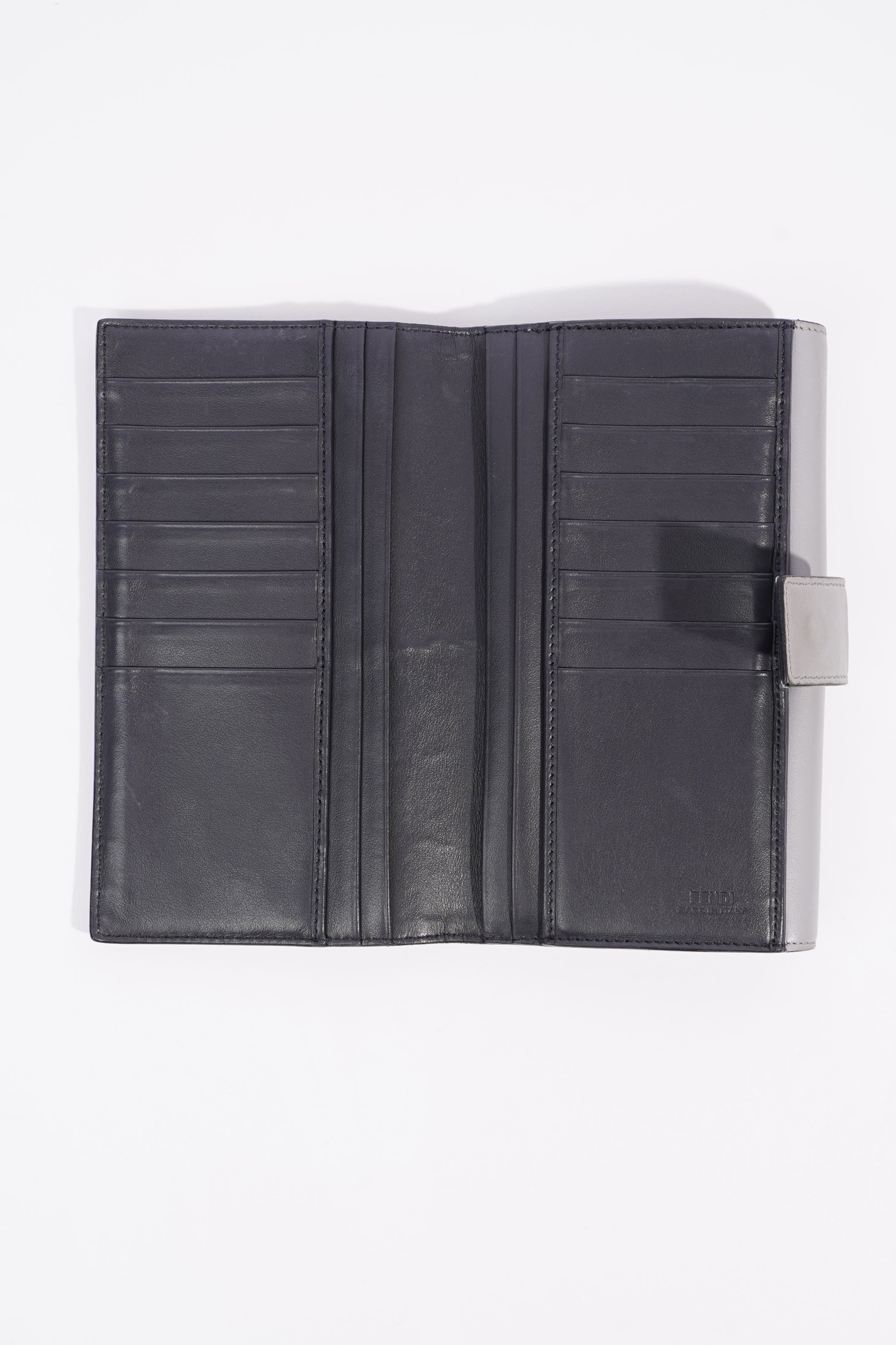 Fendi Peekaboo Long Wallet Grey Leather