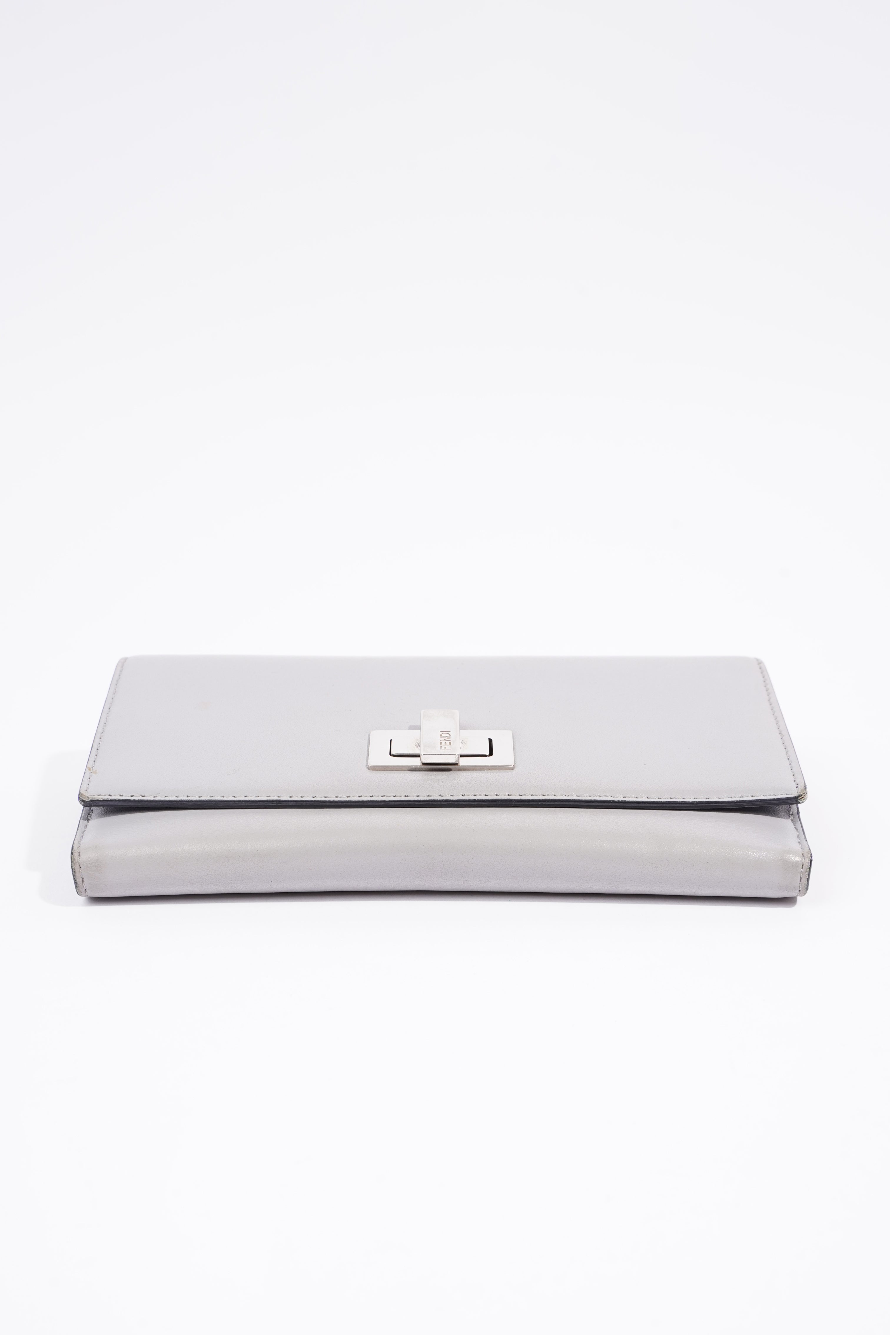 Fendi Peekaboo Long Wallet Grey Leather