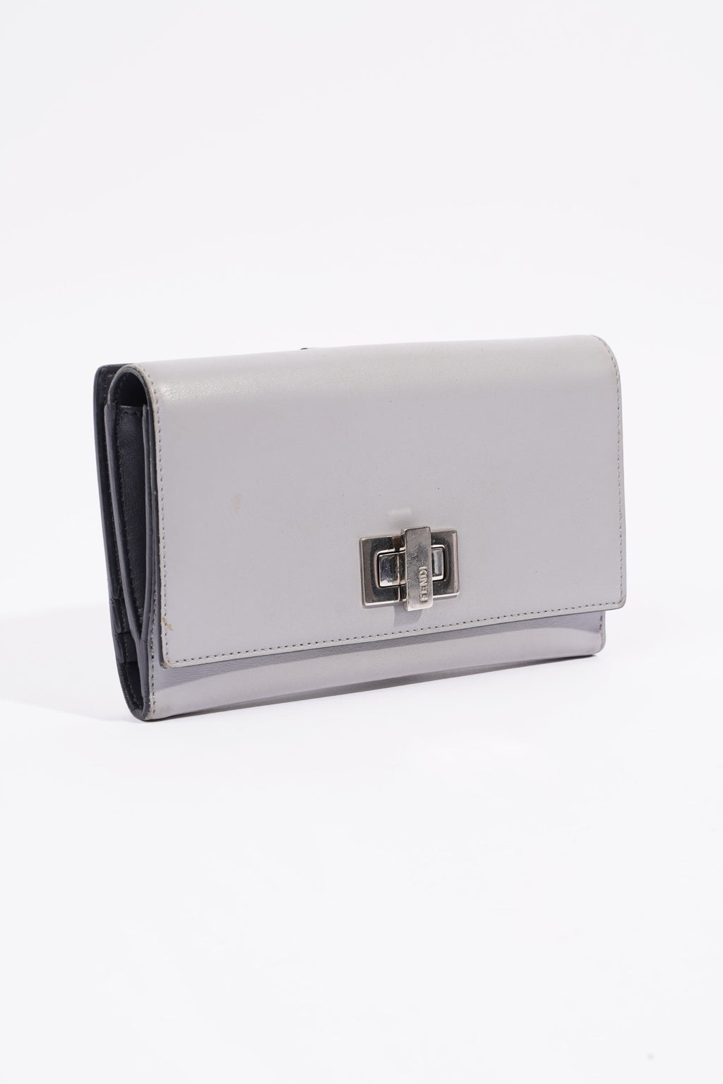 Fendi Peekaboo Long Wallet Grey Leather