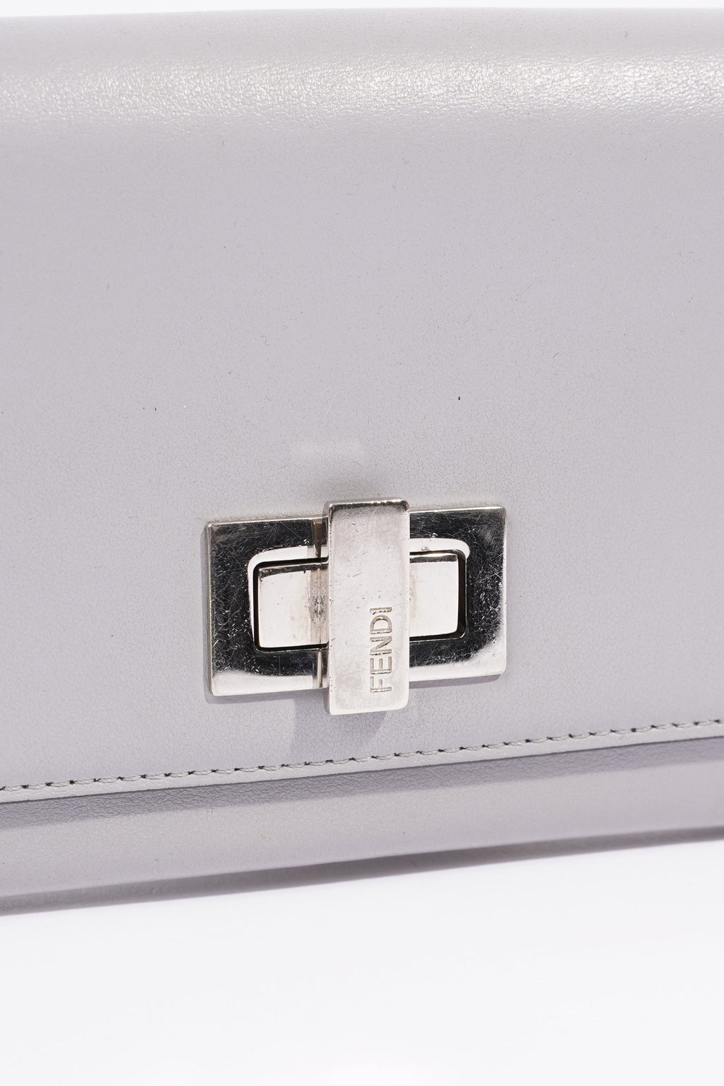 Fendi Peekaboo Long Wallet Grey Leather