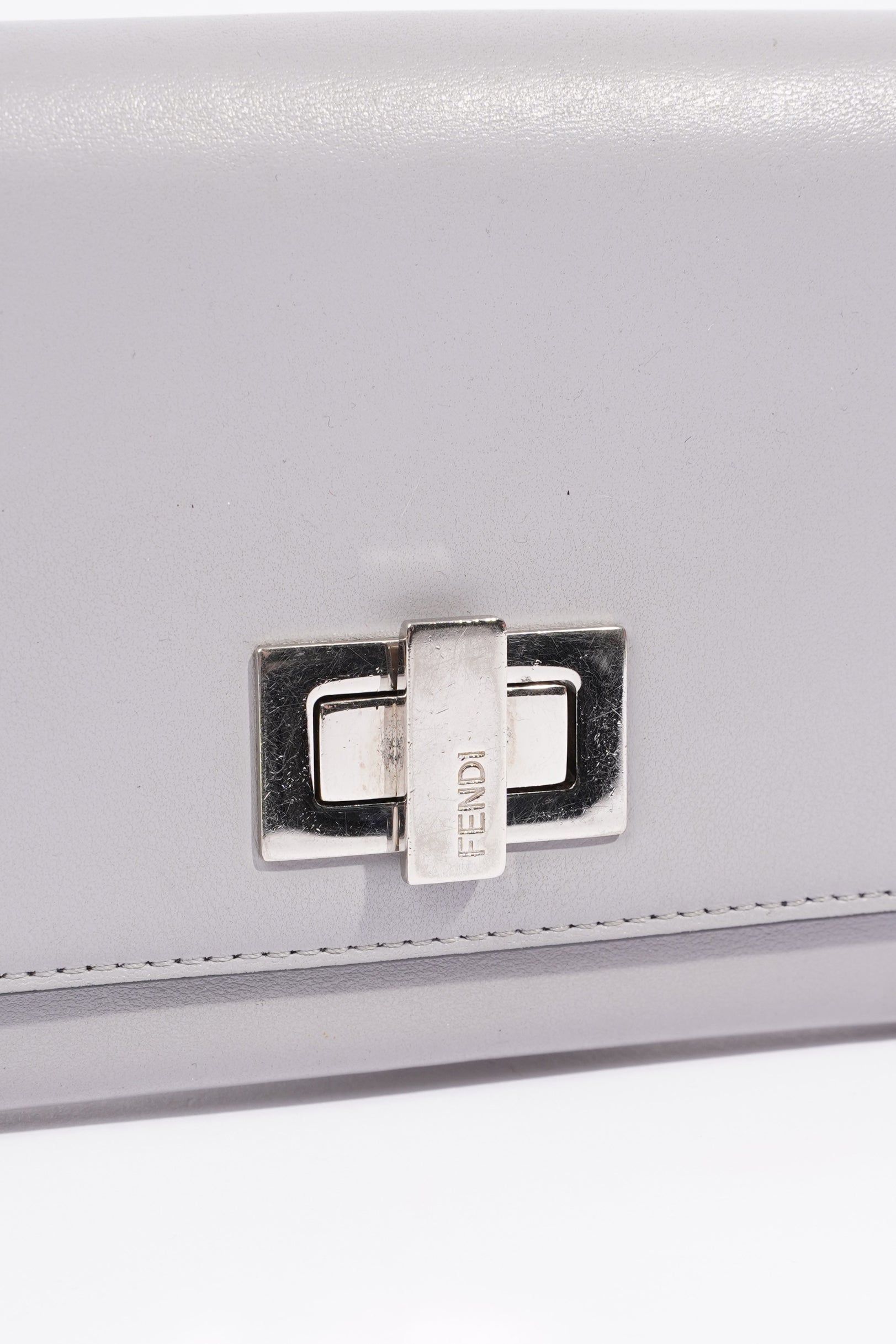 Fendi Peekaboo Long Wallet Grey Leather