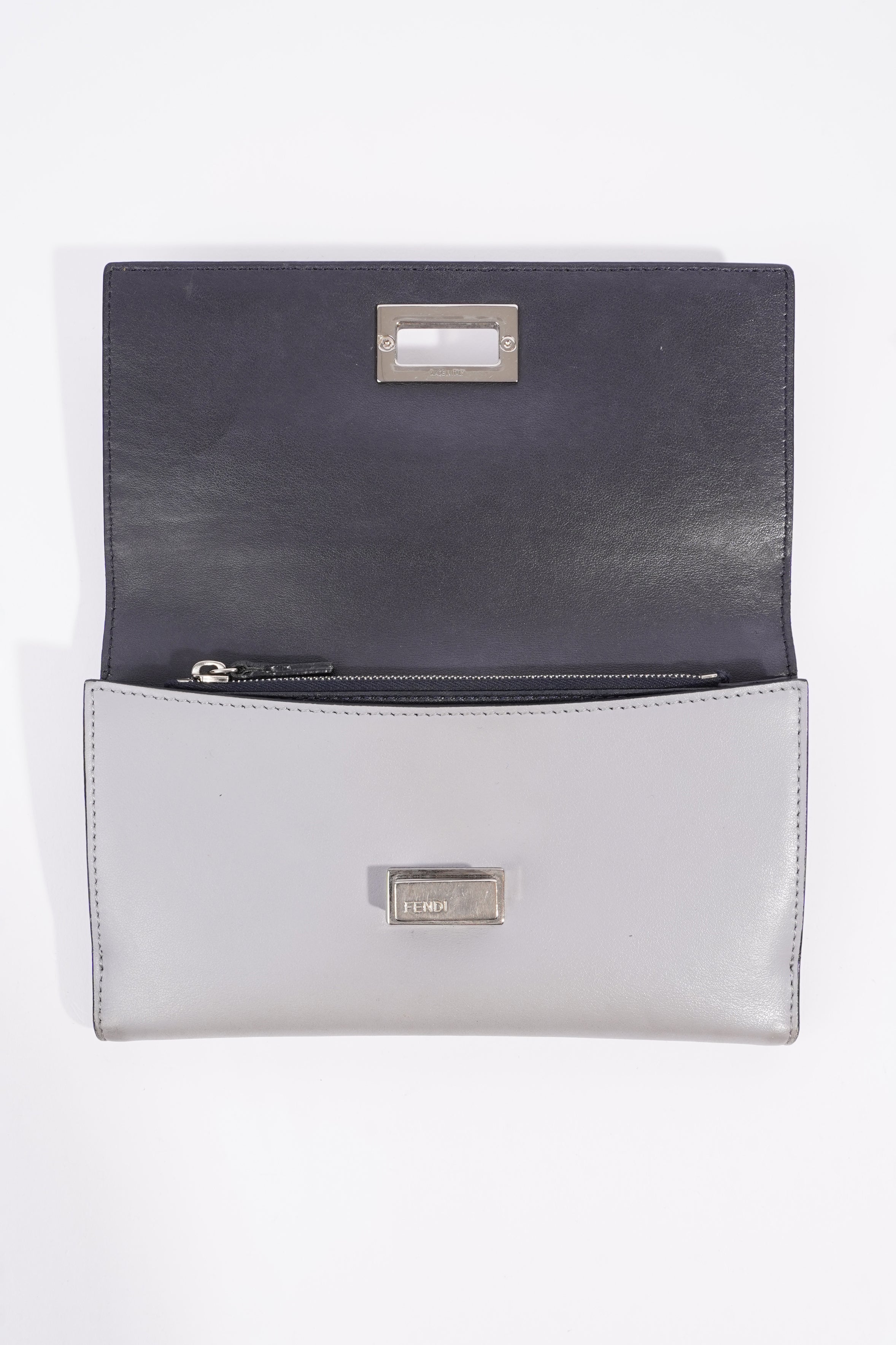 Fendi Peekaboo Long Wallet Grey Leather