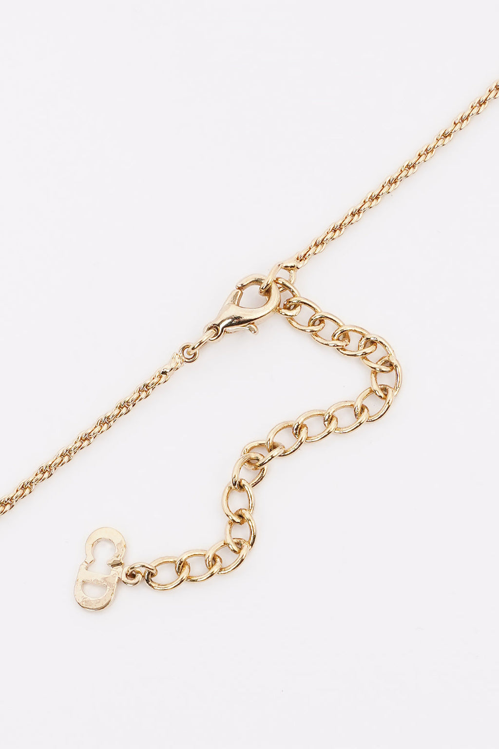 Christian Dior CD Heart Motif Necklace Gold Rhinestone