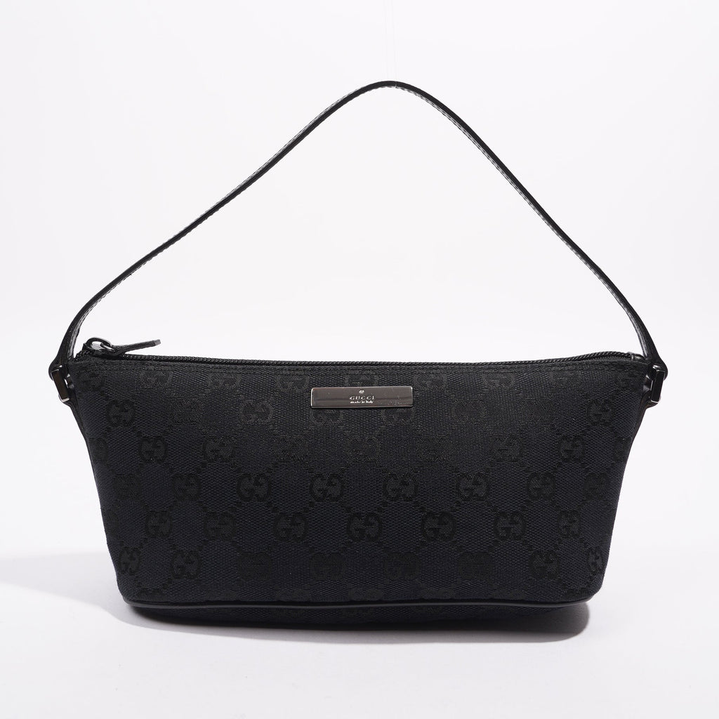 Gucci Boat Pochette Bag Black Canvas