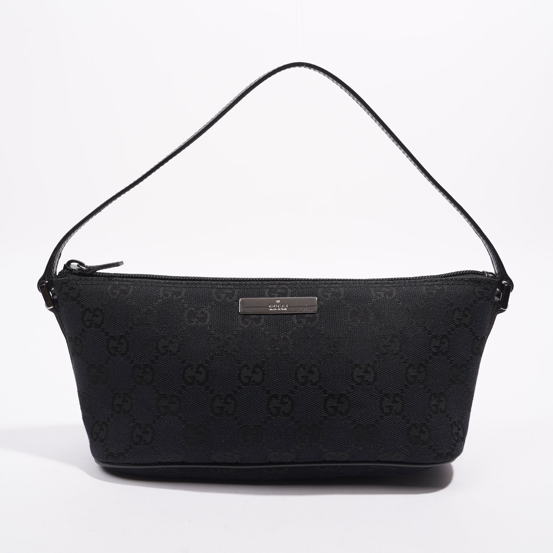 Gucci Boat Pochette Bag Black Canvas