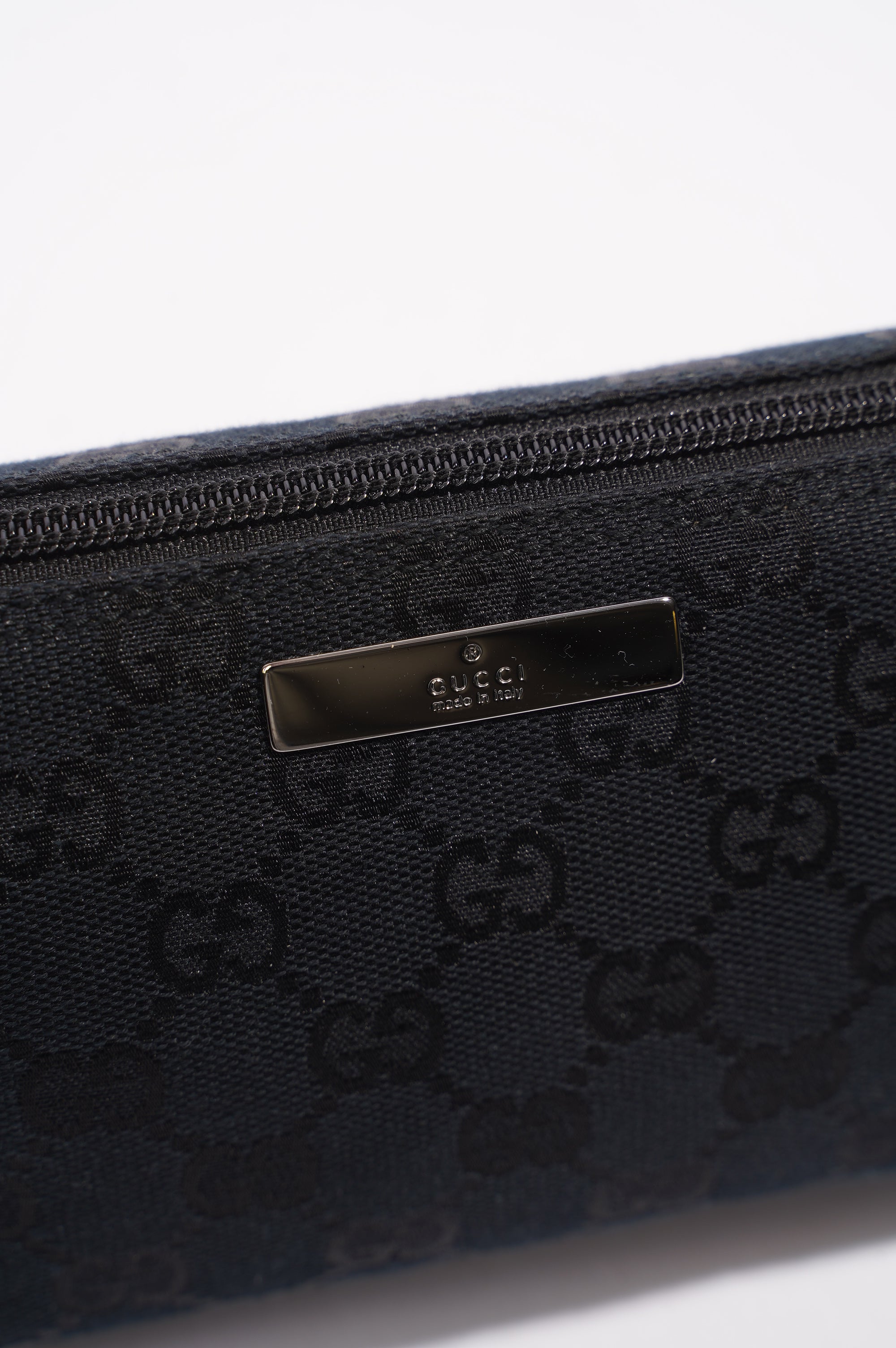 Gucci Boat Pochette Bag Black Canvas