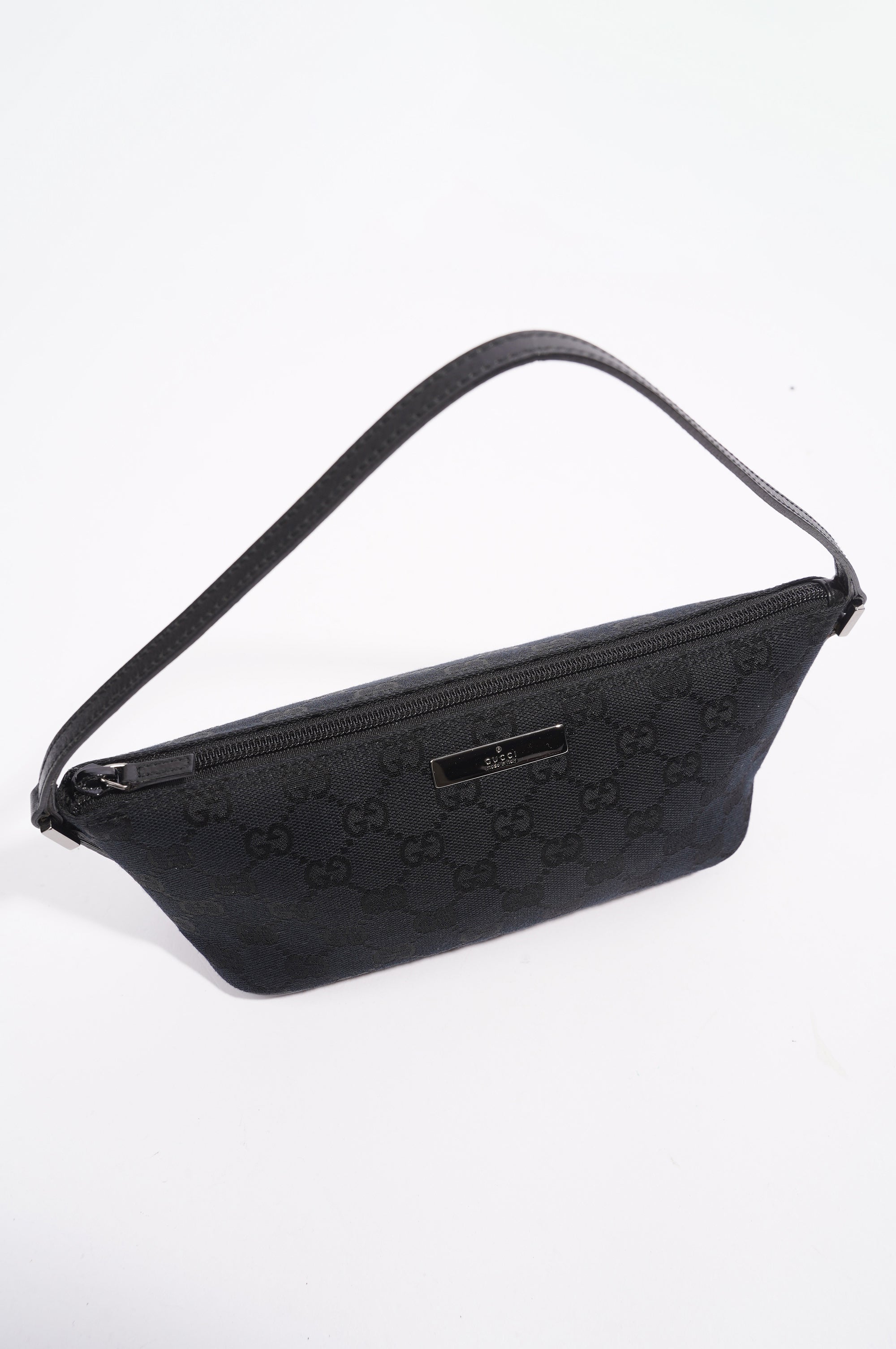 Gucci Boat Pochette Bag Black Canvas