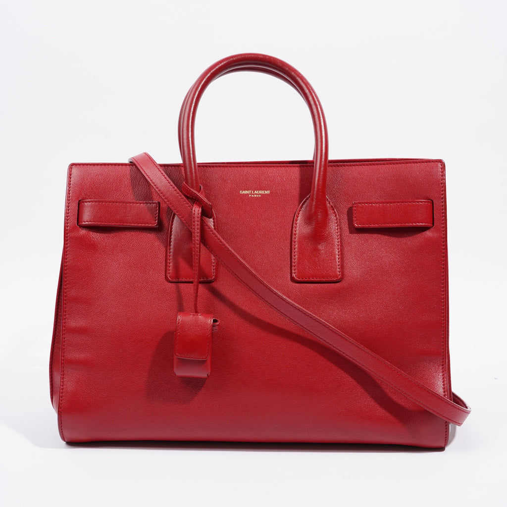 Saint Laurent Sac De Jour Red Calfskin Leather Small