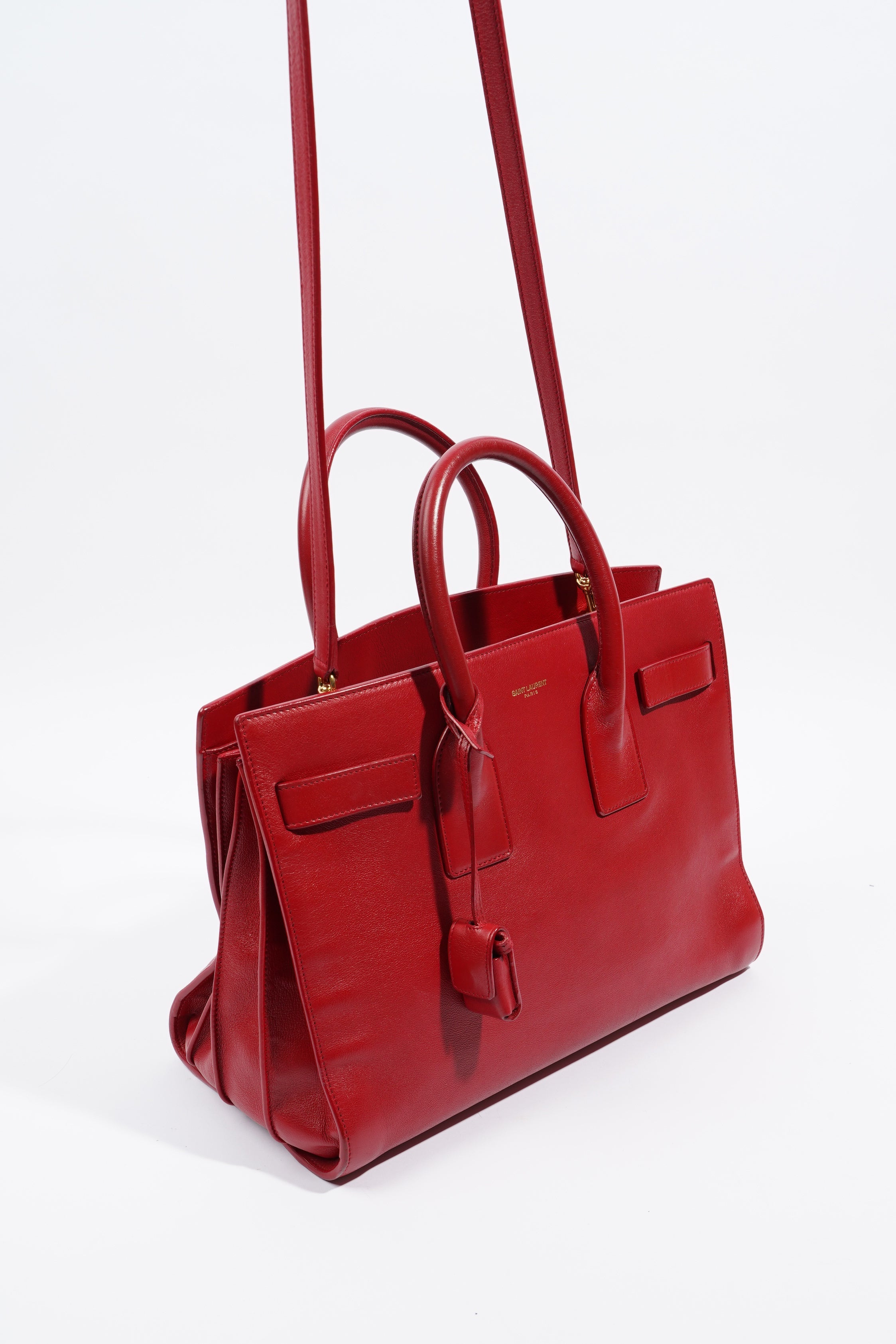 Saint Laurent Sac De Jour Red Calfskin Leather Small