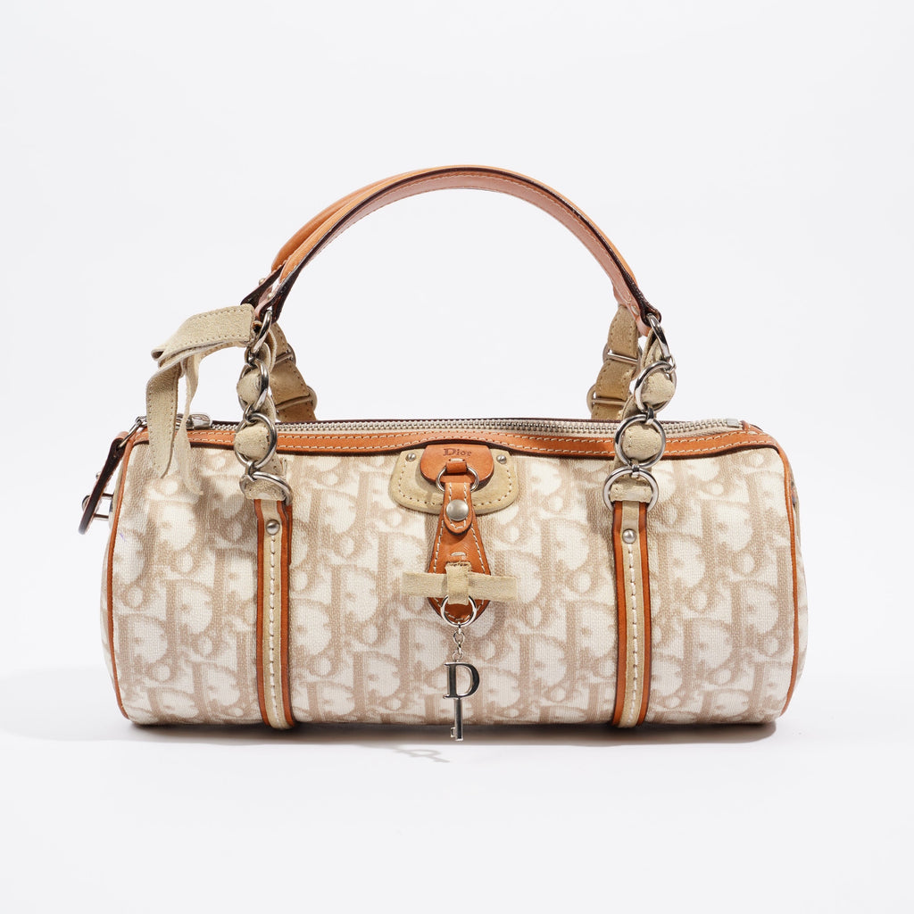 Christian Dior Trotter Romantique Hand Bag Beige Canvas