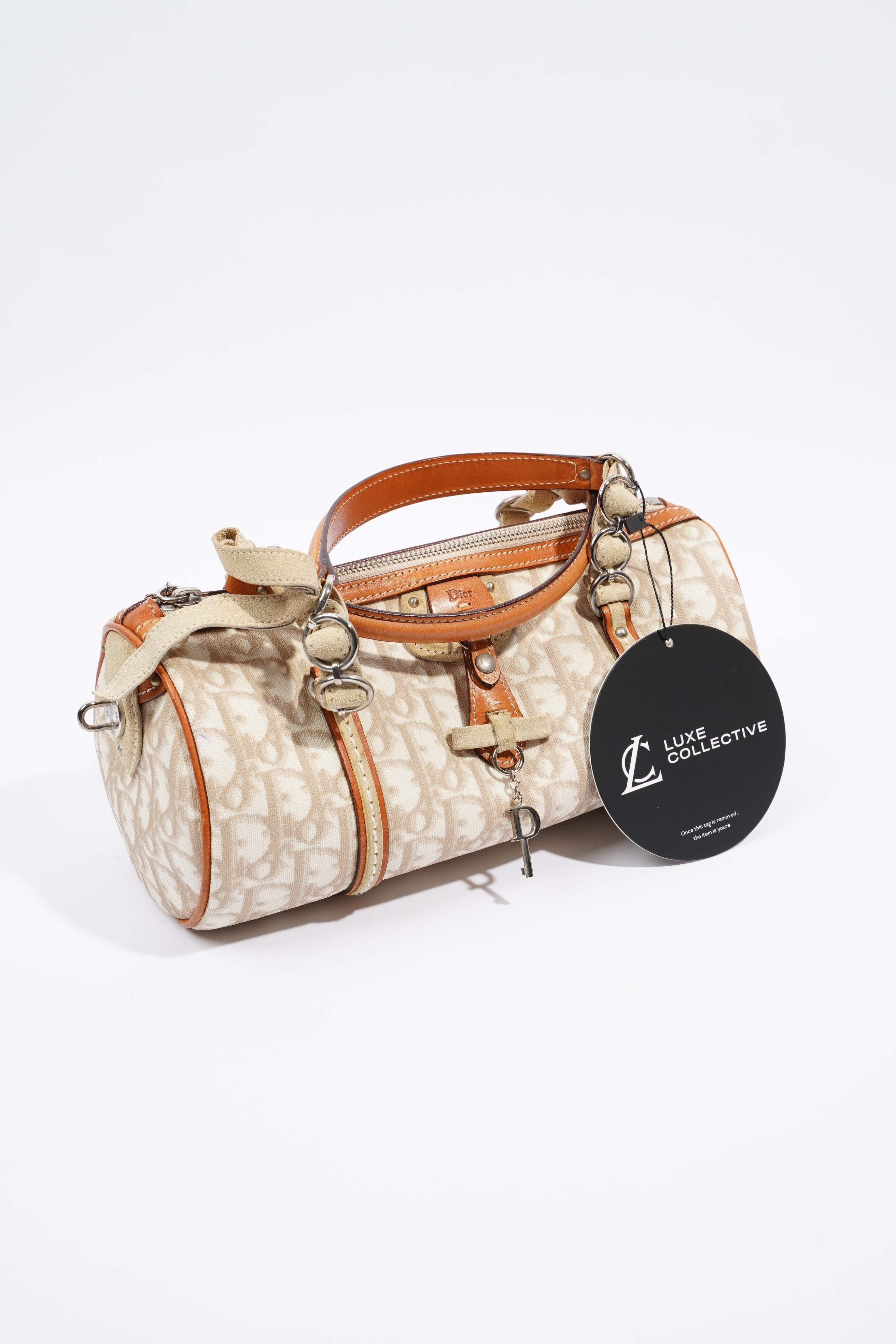 Christian Dior Trotter Romantique Hand Bag Beige Canvas