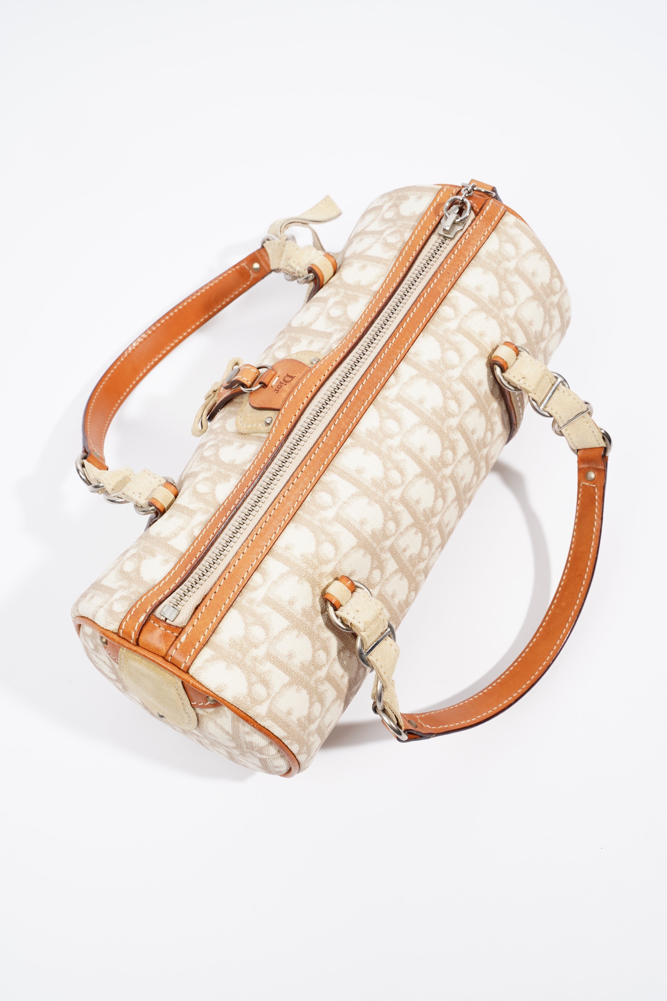 Christian Dior Trotter Romantique Hand Bag Beige Canvas