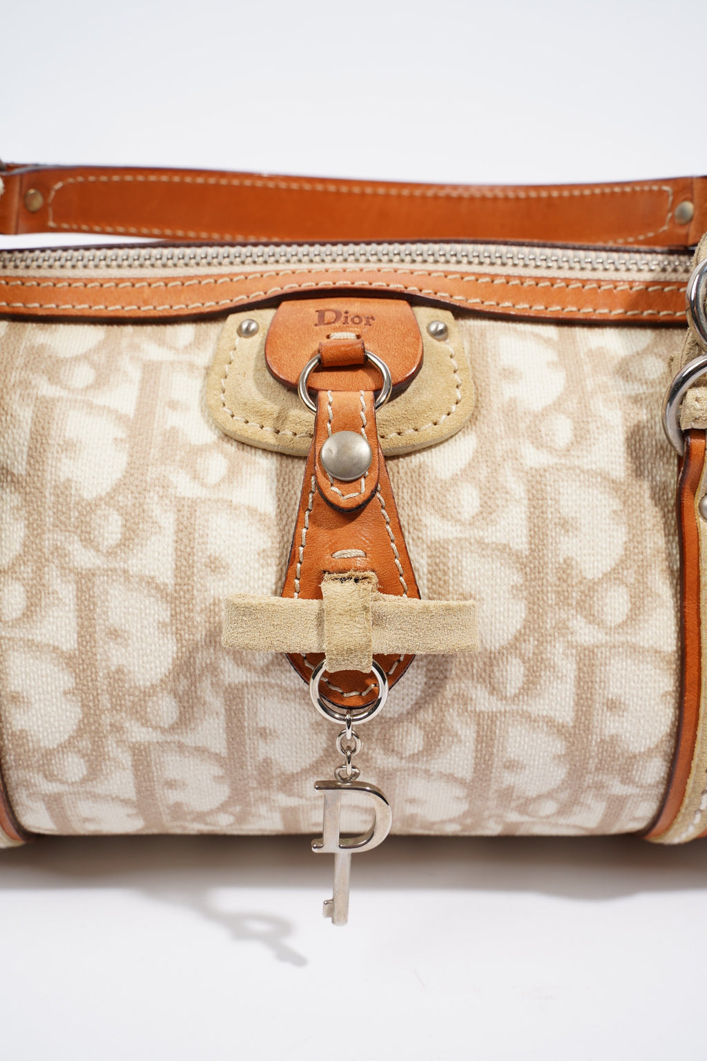 Christian Dior Trotter Romantique Hand Bag Beige Canvas