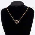 Christian Dior DIOR Motif Necklace Gold Rhinestone
