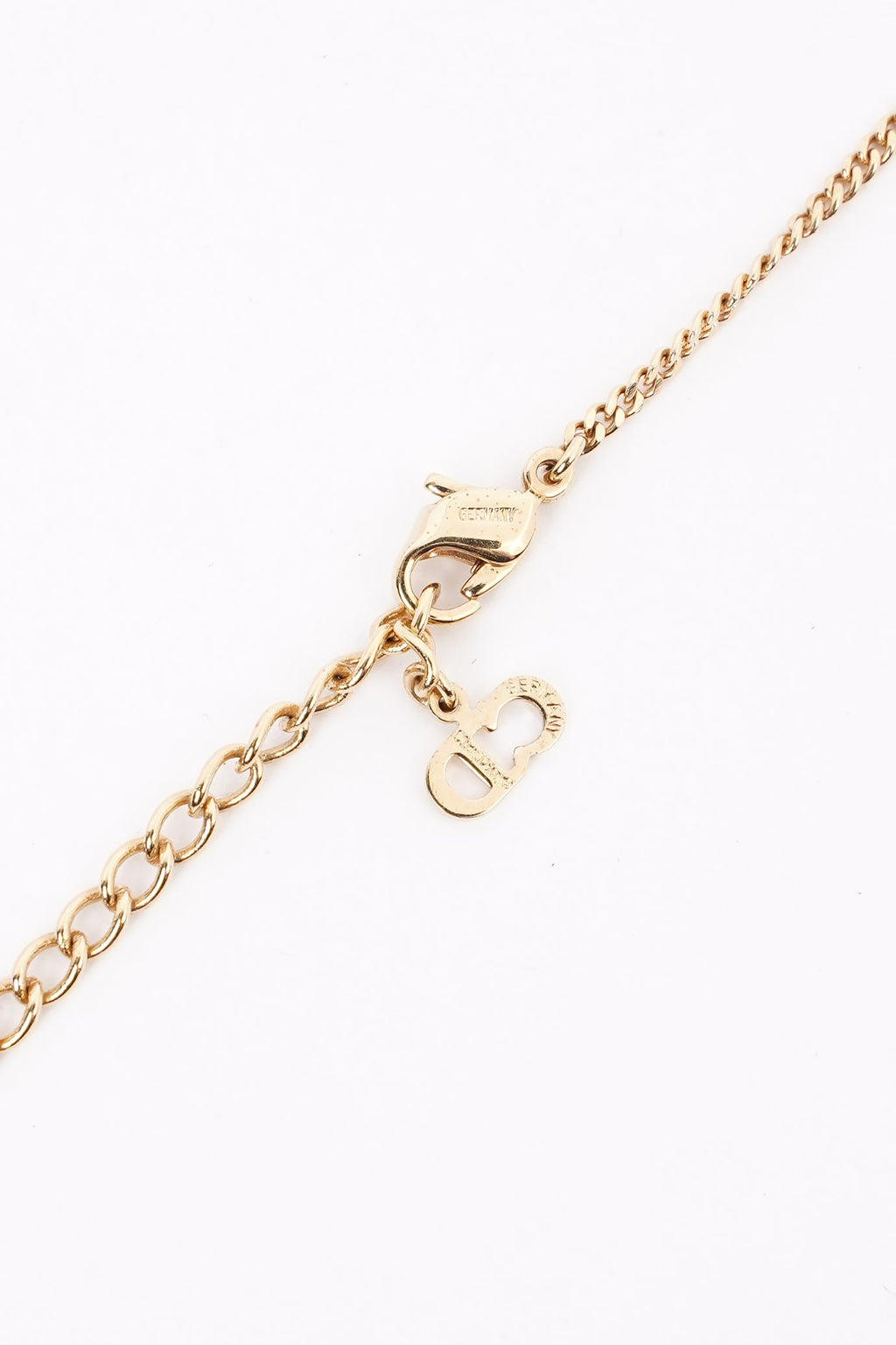 Christian Dior DIOR Motif Necklace Gold Rhinestone