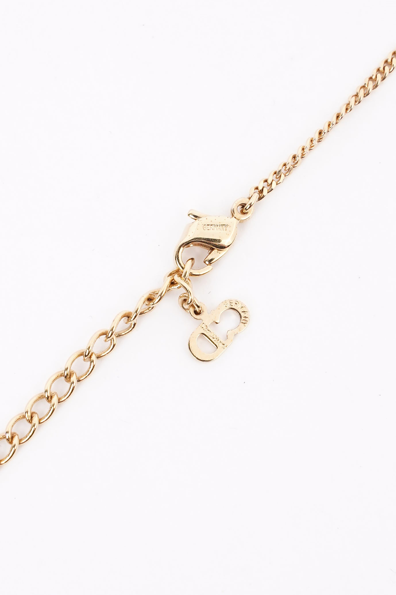 Christian Dior DIOR Motif Necklace Gold Rhinestone
