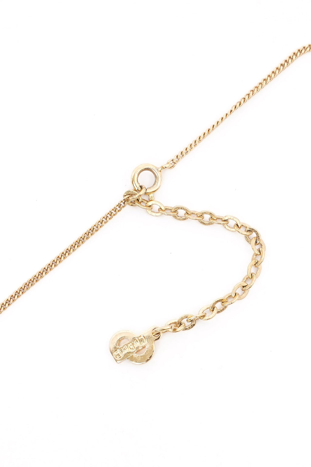 Christian Dior CD Motif Necklace Gold Rhinestone