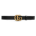 Gucci 414516 AP00T 1000 Belt Black Leather with Gold Double G Buckle Slim 3cm (GGB1009)