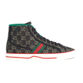 Gucci 625807 UN310 1290 Men's Shoes Black & Ivory Jacquard Denim Tennis 1977 High-Top Sneakers (GGM1735)
