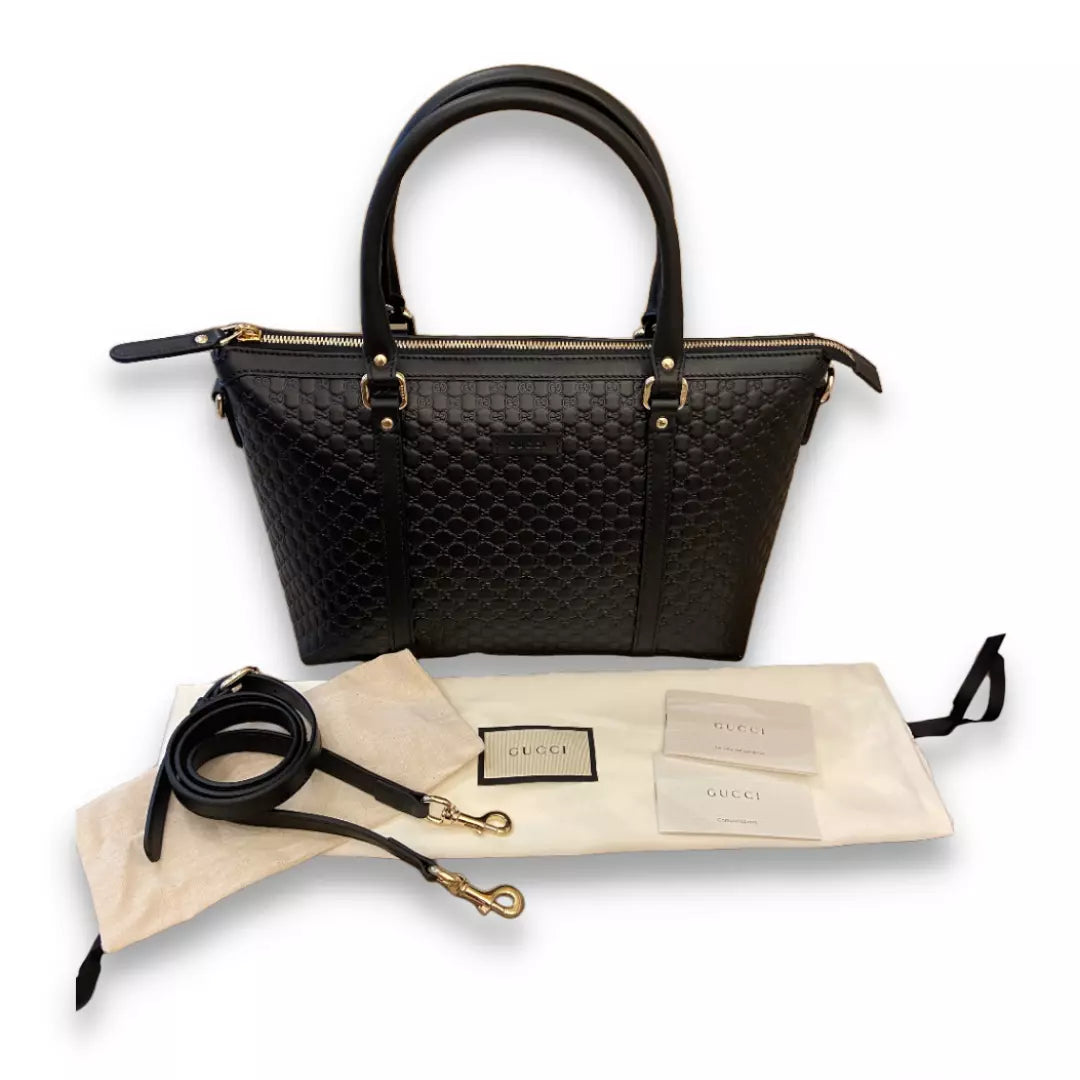 Gucci Black Leather Microguccisimo Abbey Bag