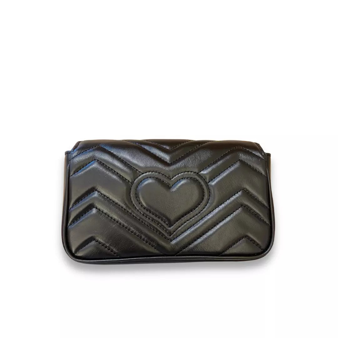 Gucci Black Matelassé Leather GG Marmont Mini Bag