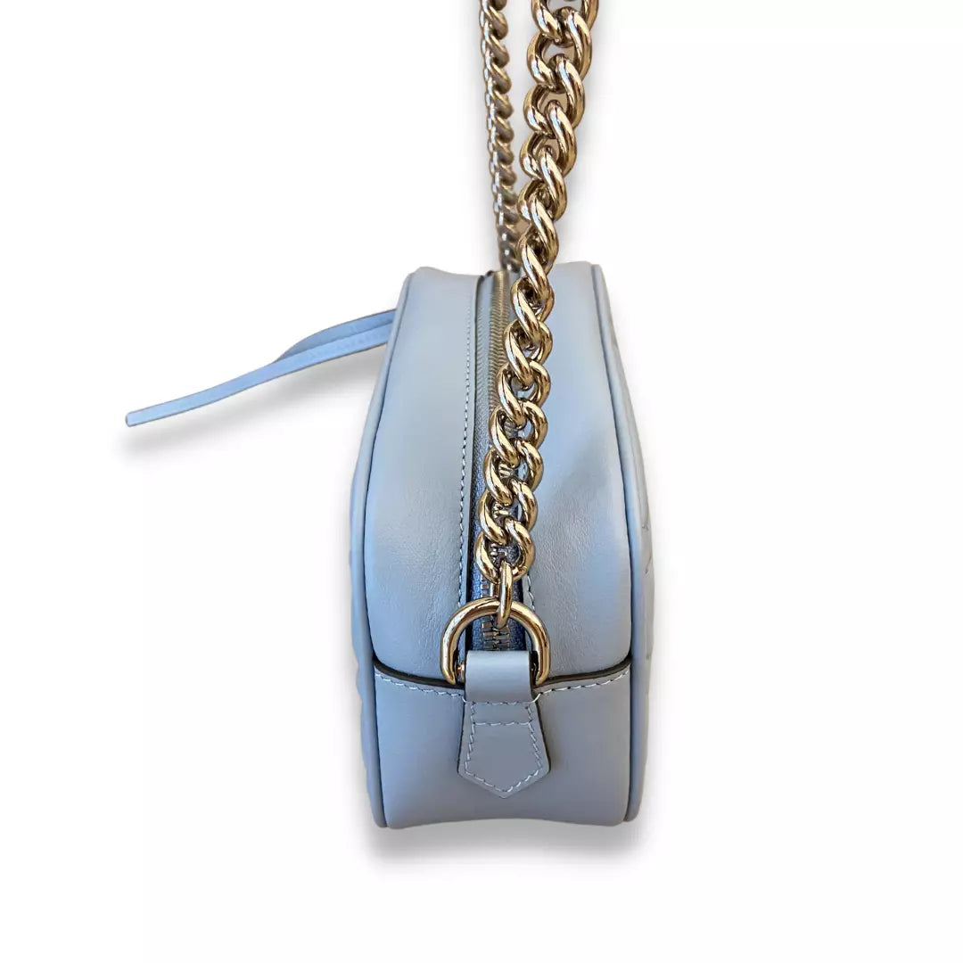 Gucci Blue Leather GG Marmont Matelassé Bag