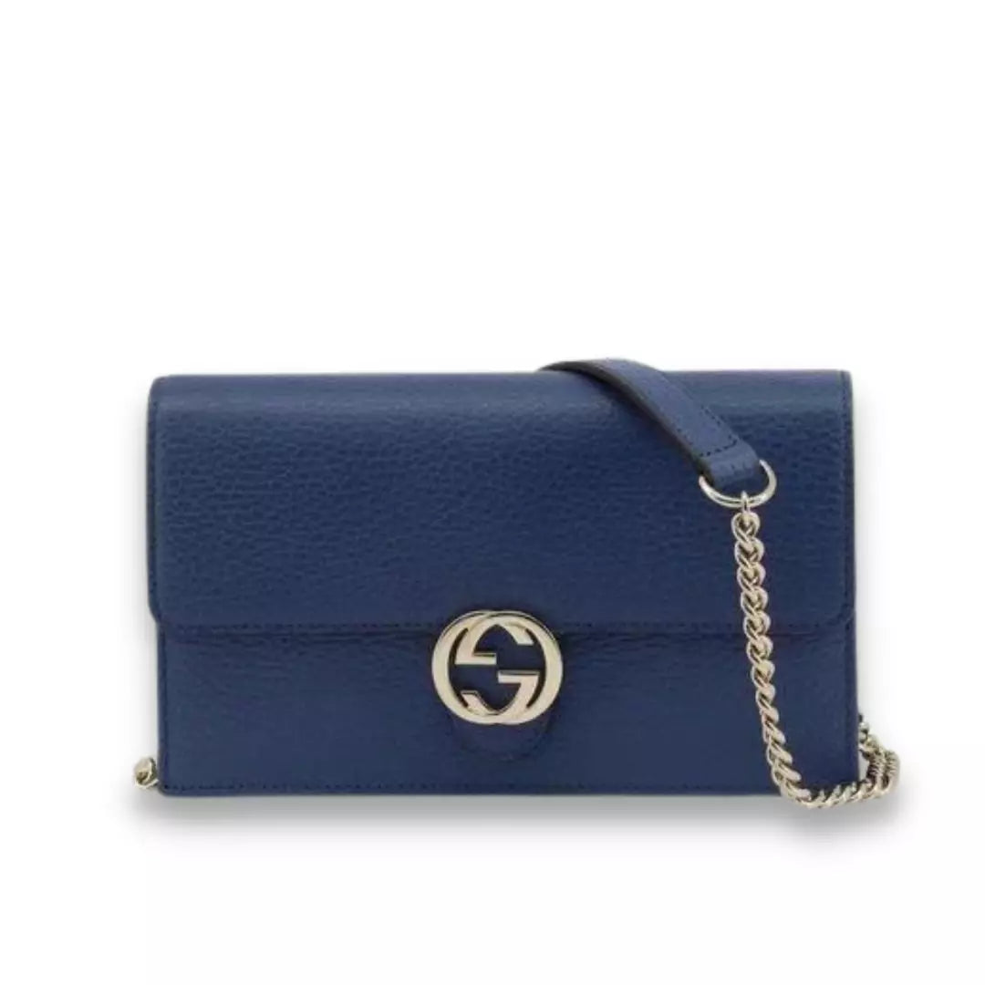 Gucci Blue Leather Interlocking Bag