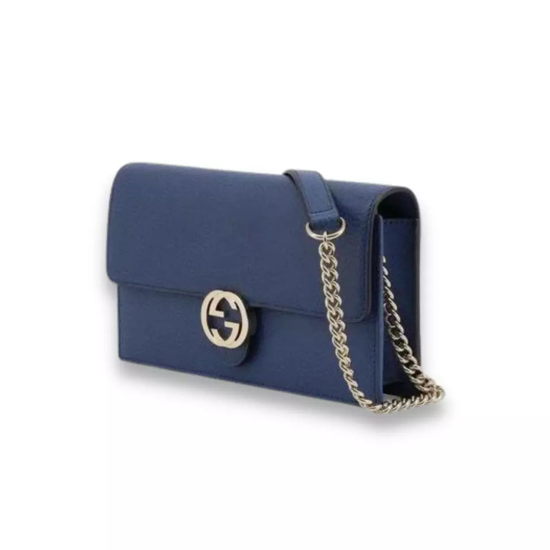 Gucci Blue Leather Interlocking Bag