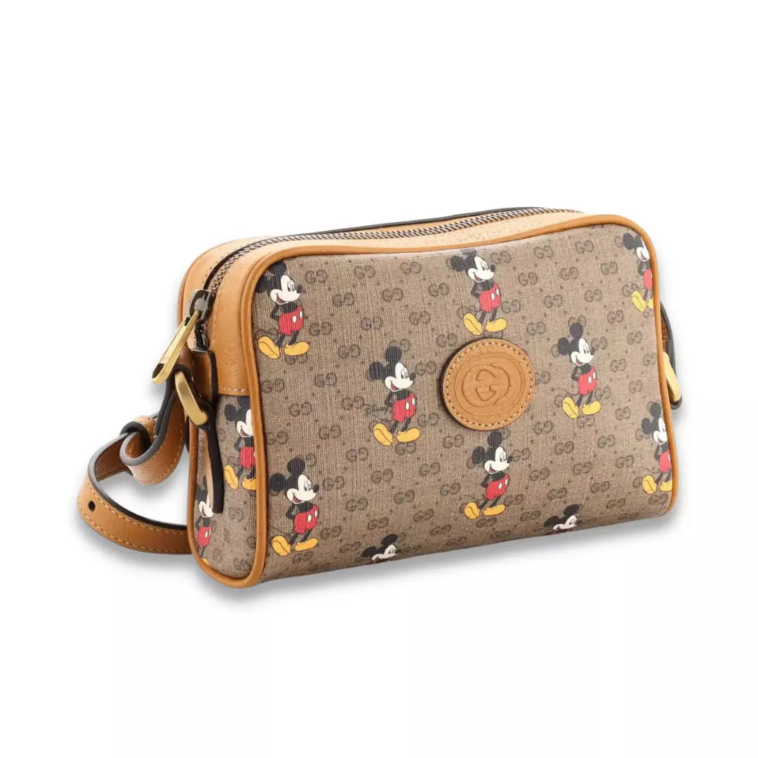 Gucci Brown Disney Mickey Mouse Shoulder Bag
