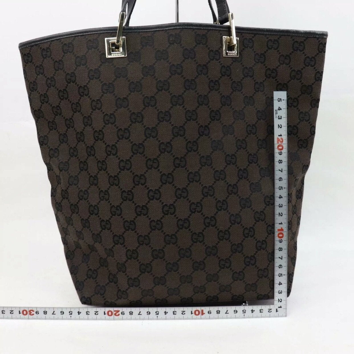 Gucci Brown GG Logo Hobo Bucket Shoulder Tote Bag