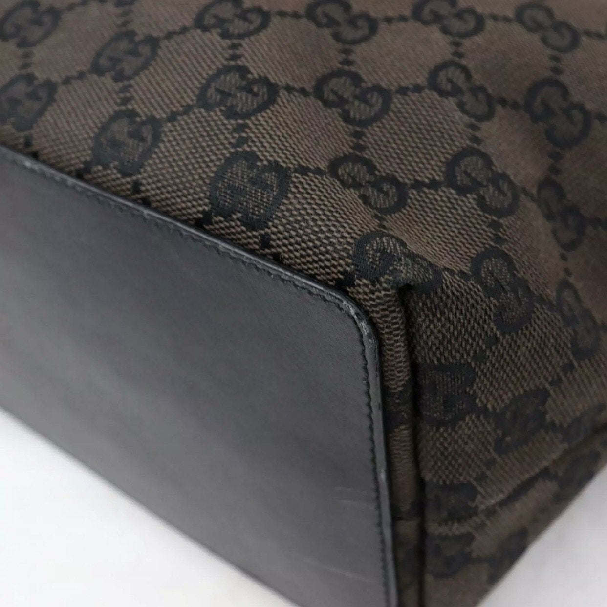 Gucci Brown GG Logo Hobo Bucket Shoulder Tote Bag