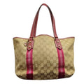 Gucci Charm Monogram GG Tote-Bags-Gucci-Brown/fuschia-JustGorgeousStudio.com