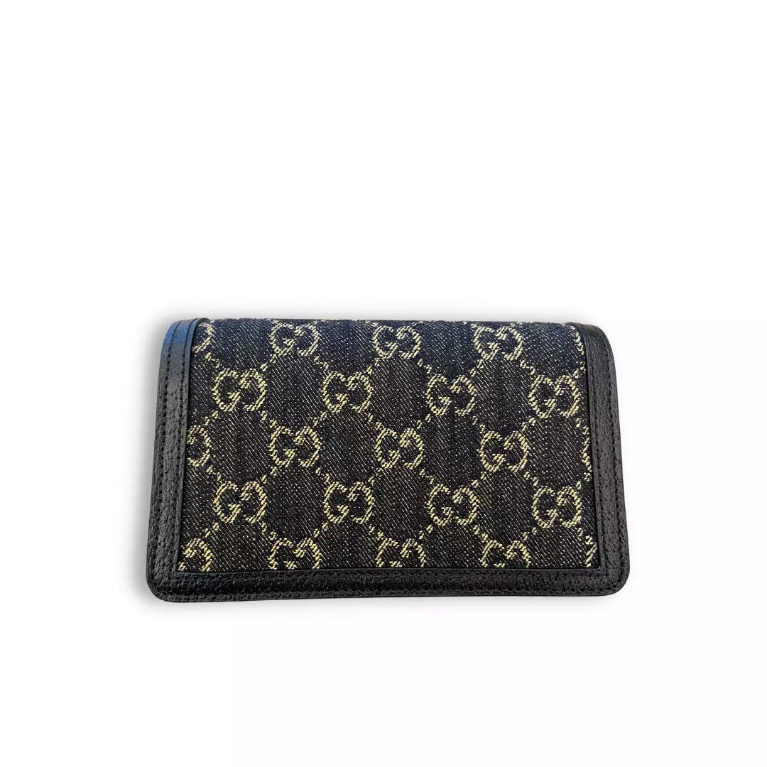 Gucci Denim & Black Leather Dionysus GG Supreme Mini Bag