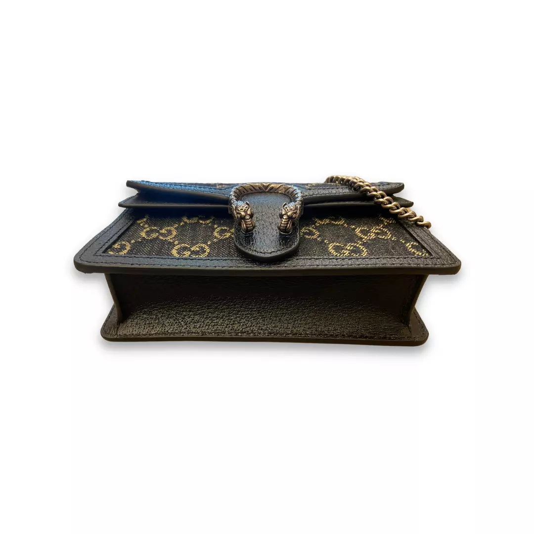 Gucci Denim & Black Leather Dionysus GG Supreme Mini Bag
