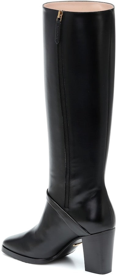 GUCCI ROSIE DOUBLE G LEATHER KNEE HIGH BOOTS