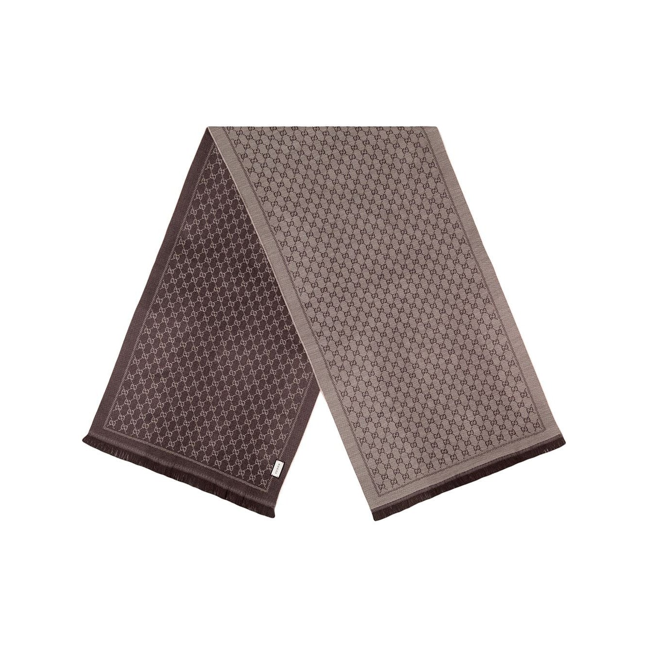 Gucci GG JACQUARD Pattern Knitted Unisex Scarf In Brown & Beige 180 cm (GGSM1508)