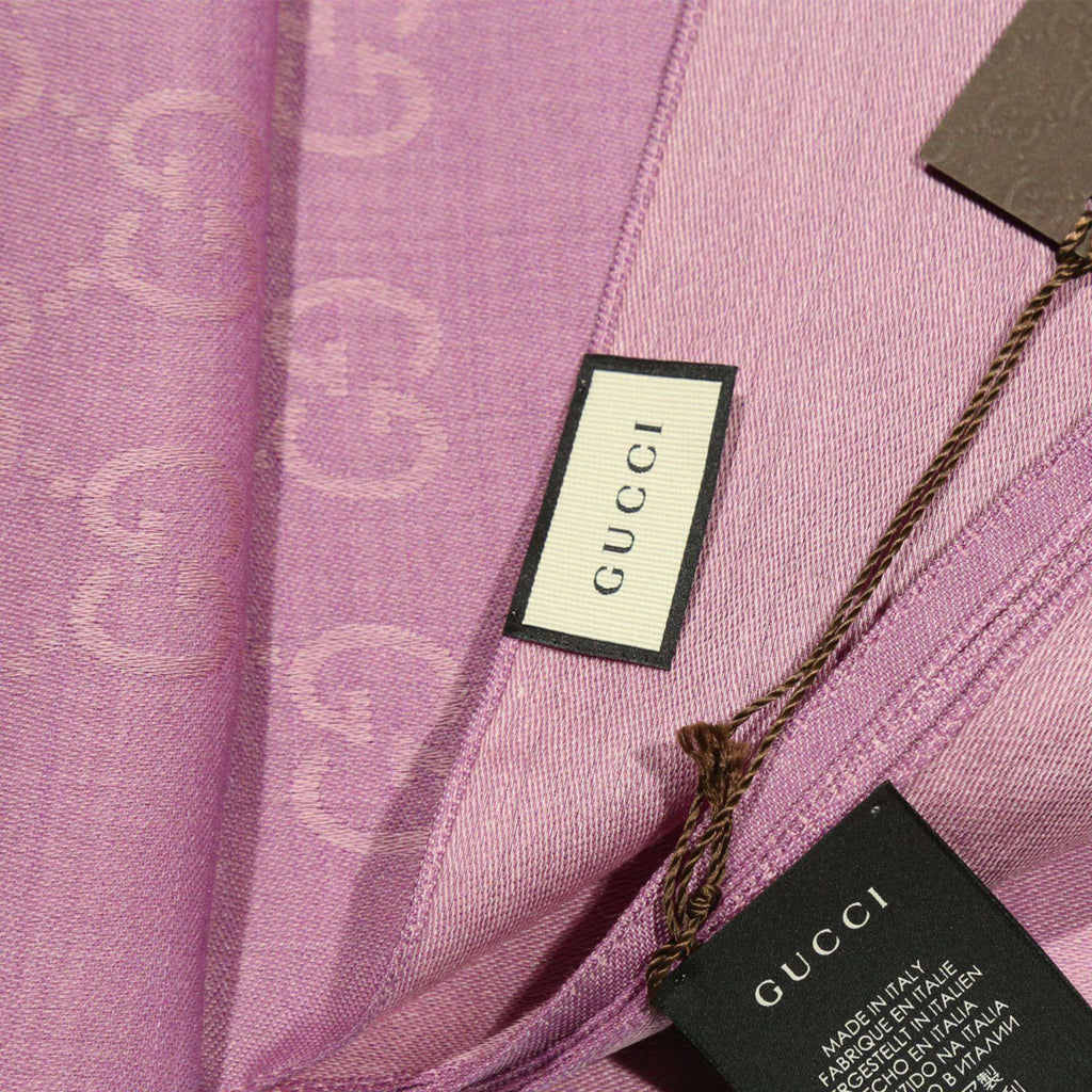 Gucci GG Jaucquard Pattern Knitted Scarf Lilac 180 cm (GGSM1506)