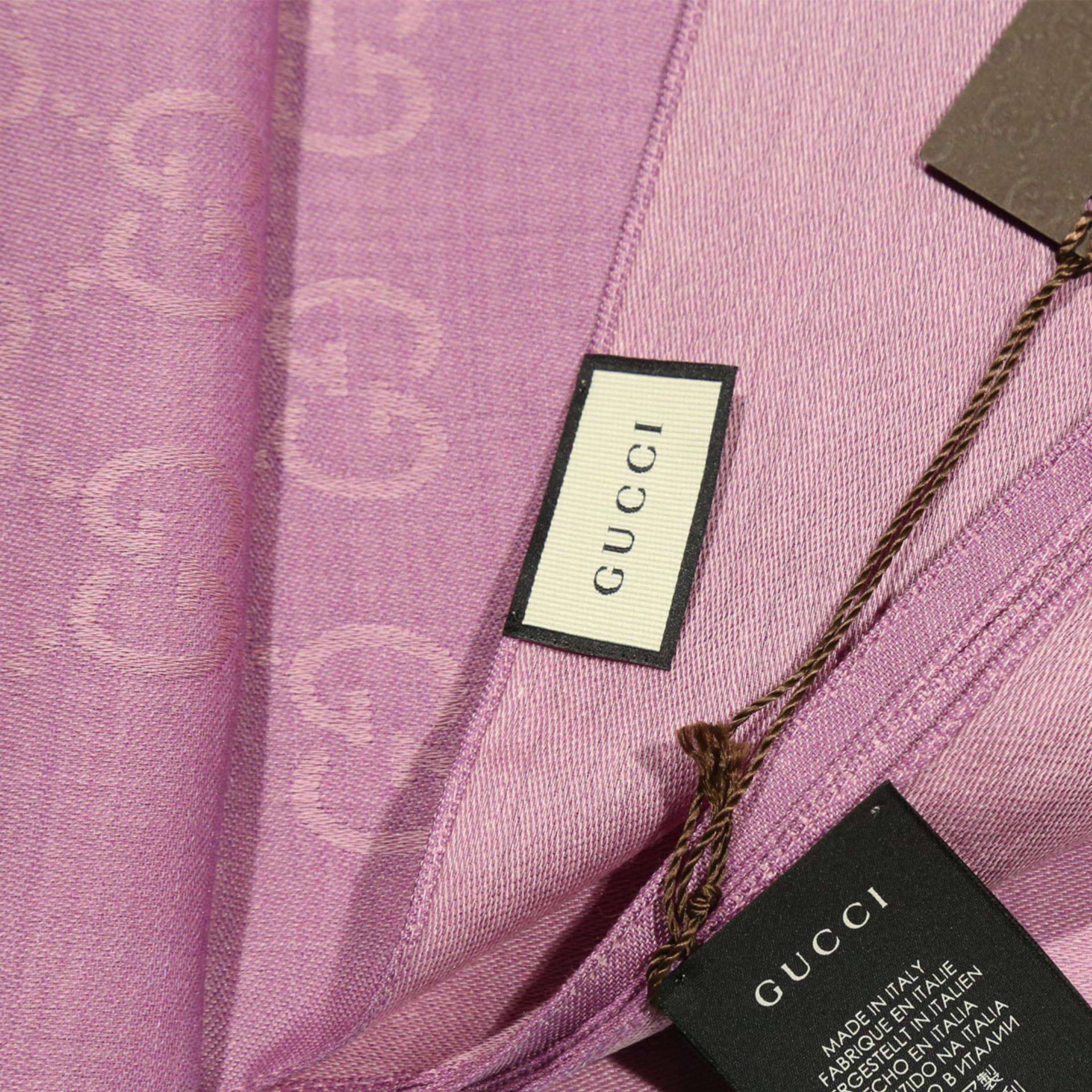 Gucci GG Jaucquard Pattern Knitted Scarf Lilac 180 cm (GGSM1506)
