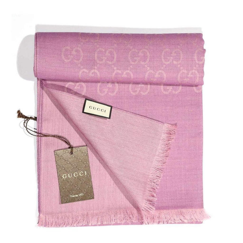Gucci GG Jaucquard Pattern Knitted Scarf Lilac 180 cm (GGSM1506)