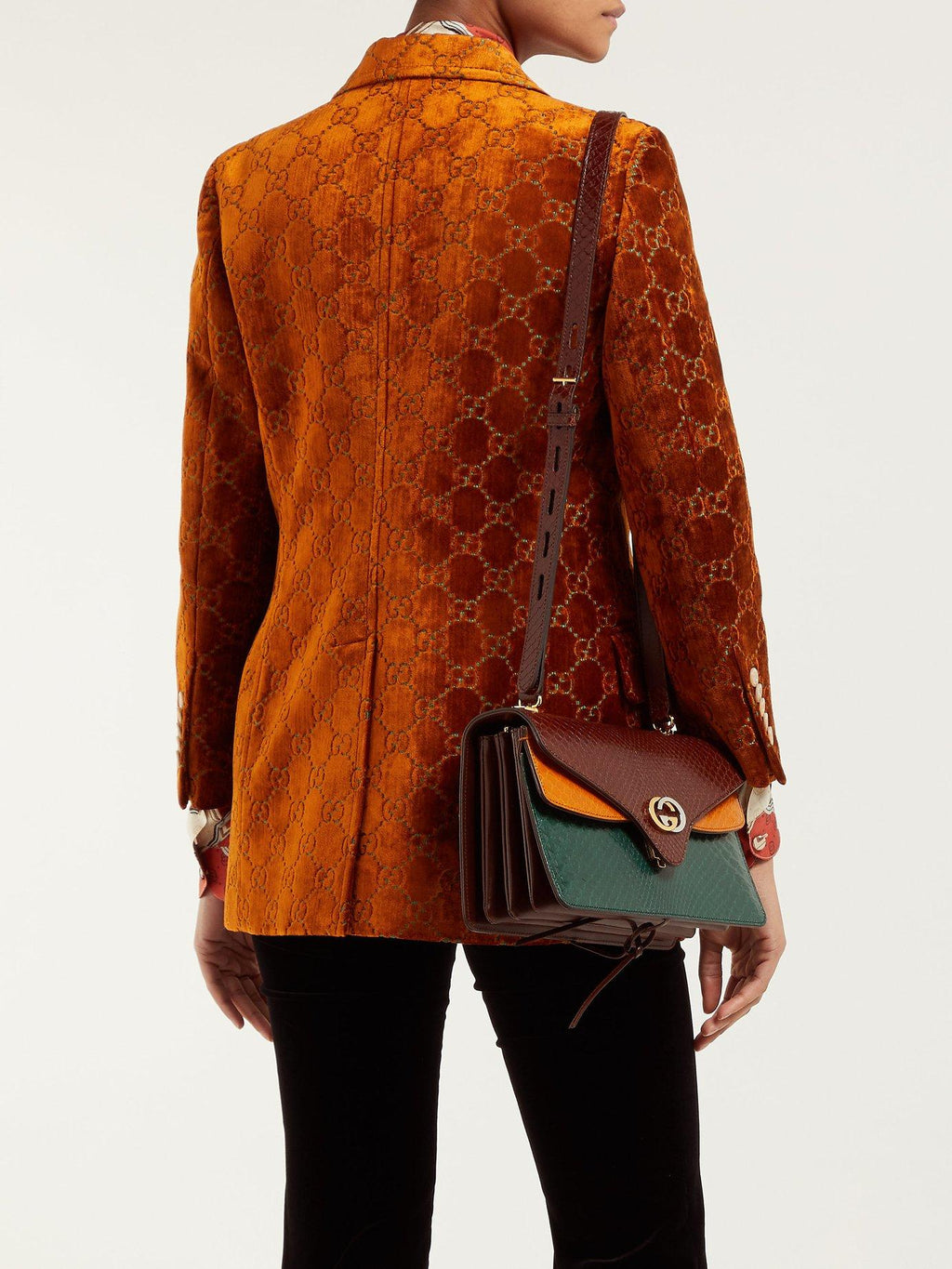 GUCCI GG PYTHON TRICOLOR ACCORDION SHOULDER BAG